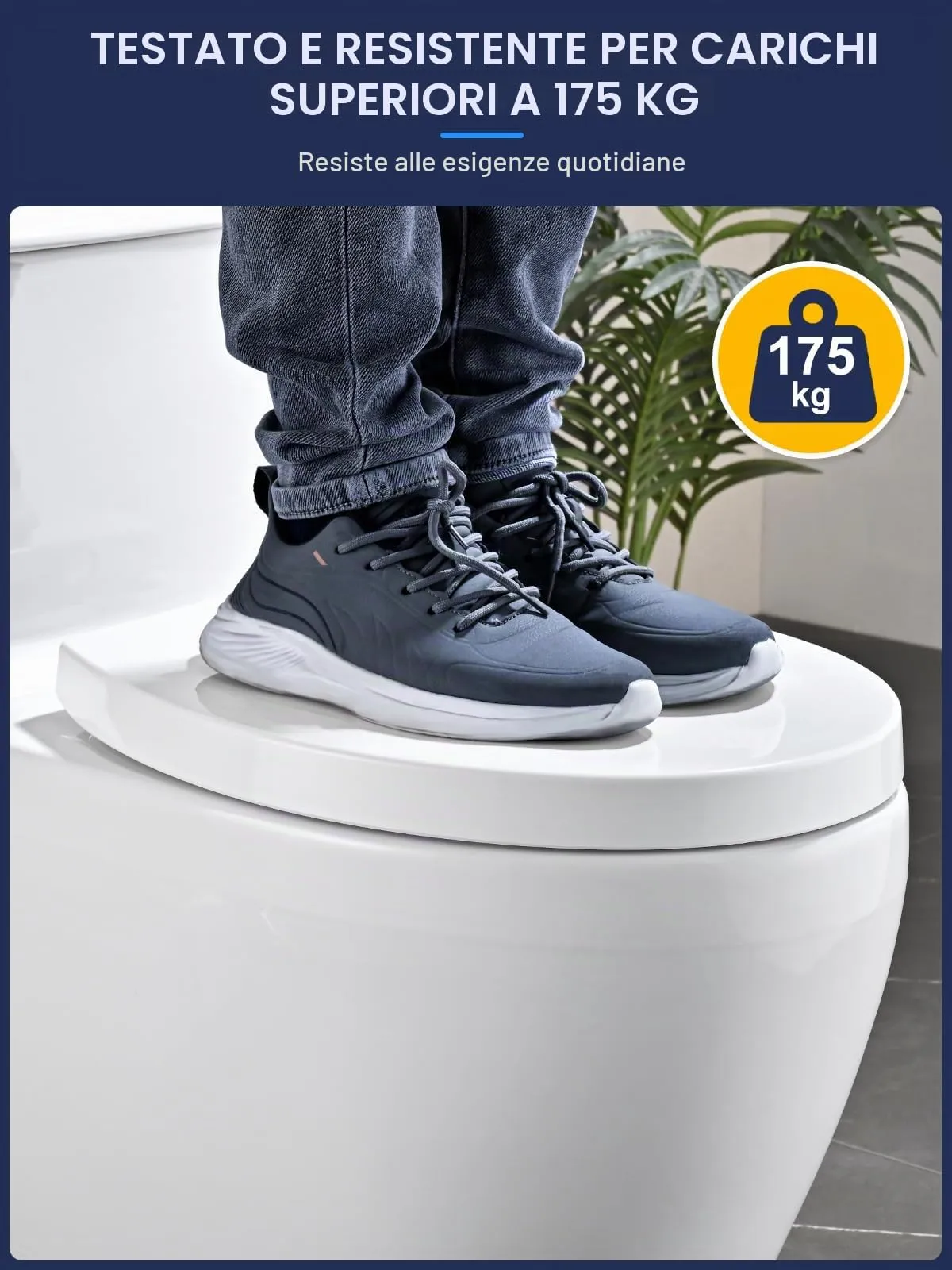 YEAUPE PRO Tavoletta WC Universale Forma O in PP, Chiusura Ammortizzata, Bianco - immagine 9
