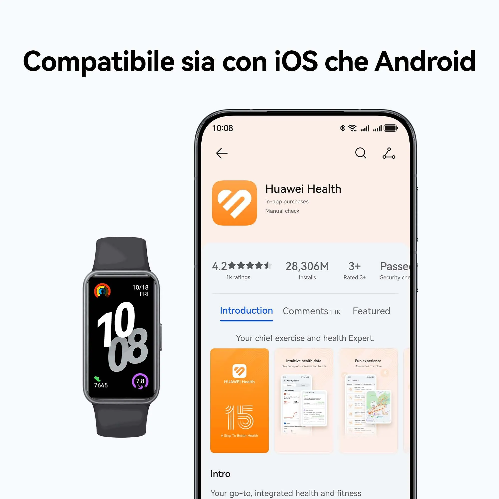 HUAWEI Band 10 Smartwatch, Bianco - immagine 8