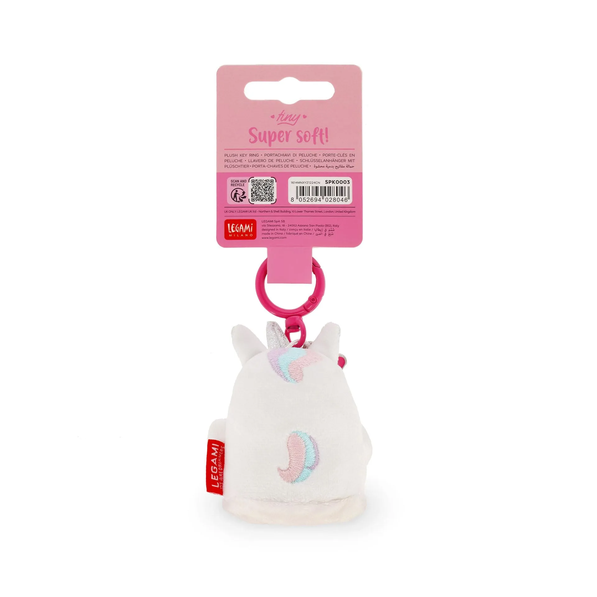 Legami Portachiavi Super Soft Unicorn, Peluche con Messaggio Inciso e Moschettone in Zinco, 7x11 cm - immagine 5