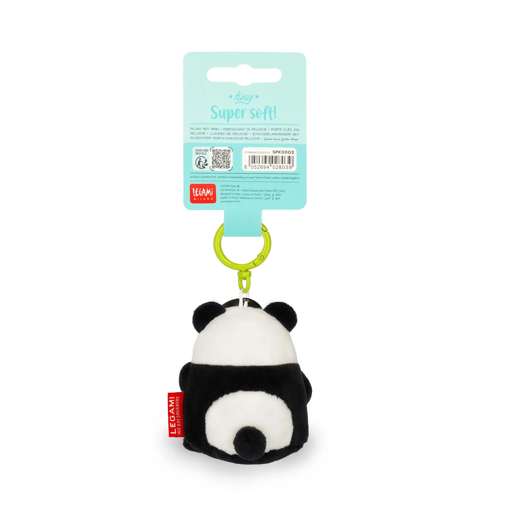 Legami Portachiavi Super Soft Panda, Peluche con Messaggio Inciso e Moschettone in Zinco, 7x11 cm - immagine 5