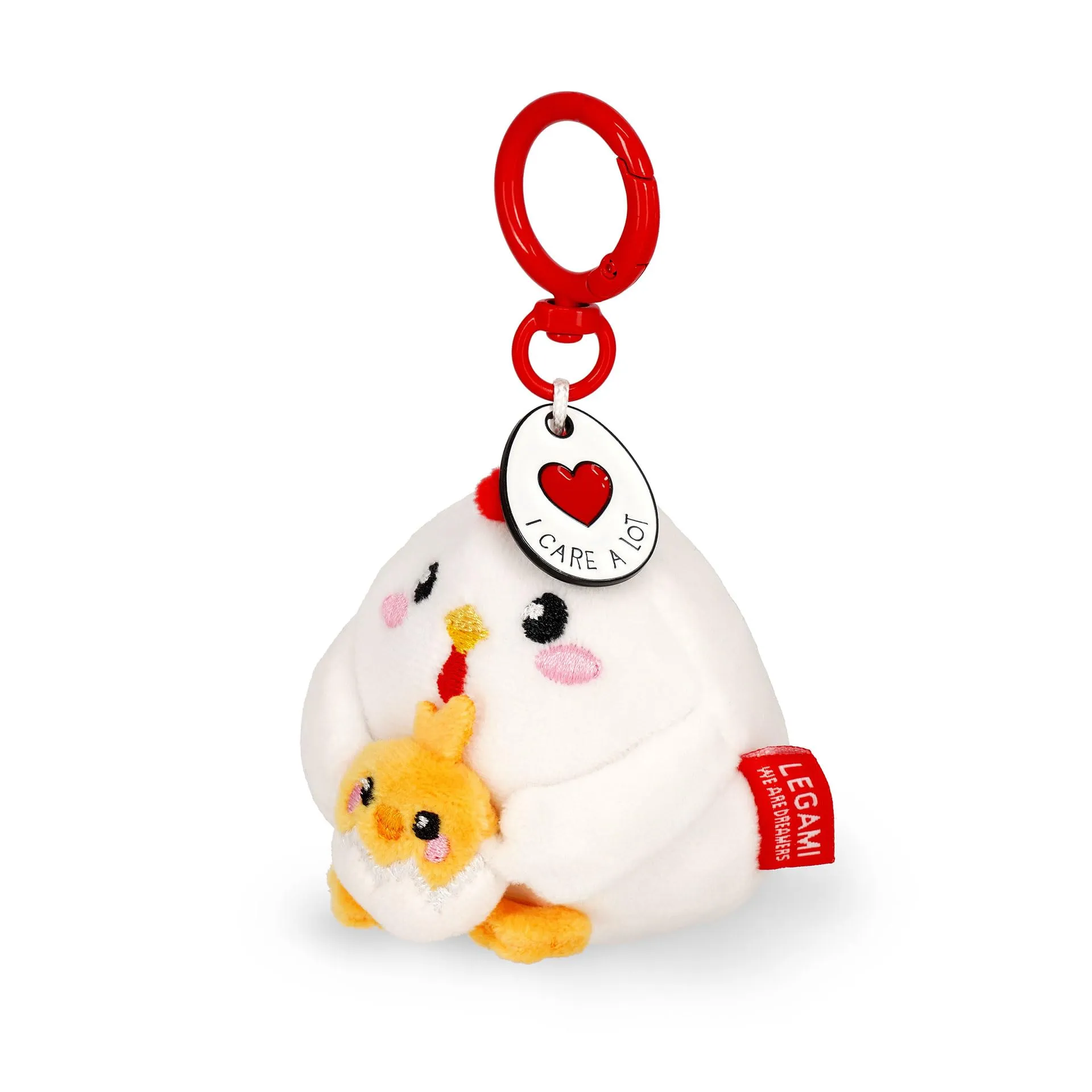 Legami Portachiavi Super Soft Hen, Peluche con Messaggio Inciso e Moschettone in Zinco, 7x11 cm - immagine 2