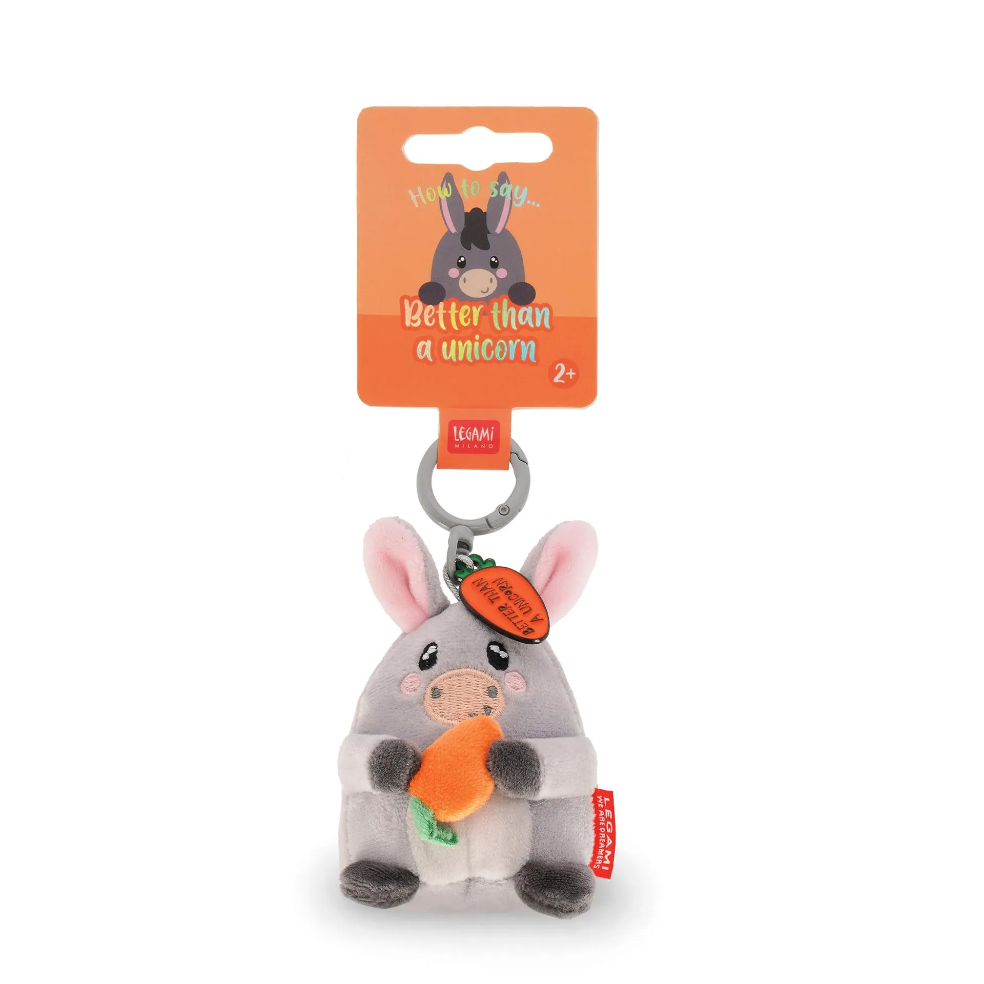 Legami Portachiavi Super Soft Donkey, Peluche con Messaggio Inciso e Moschettone, 7x11 cm - immagine 4