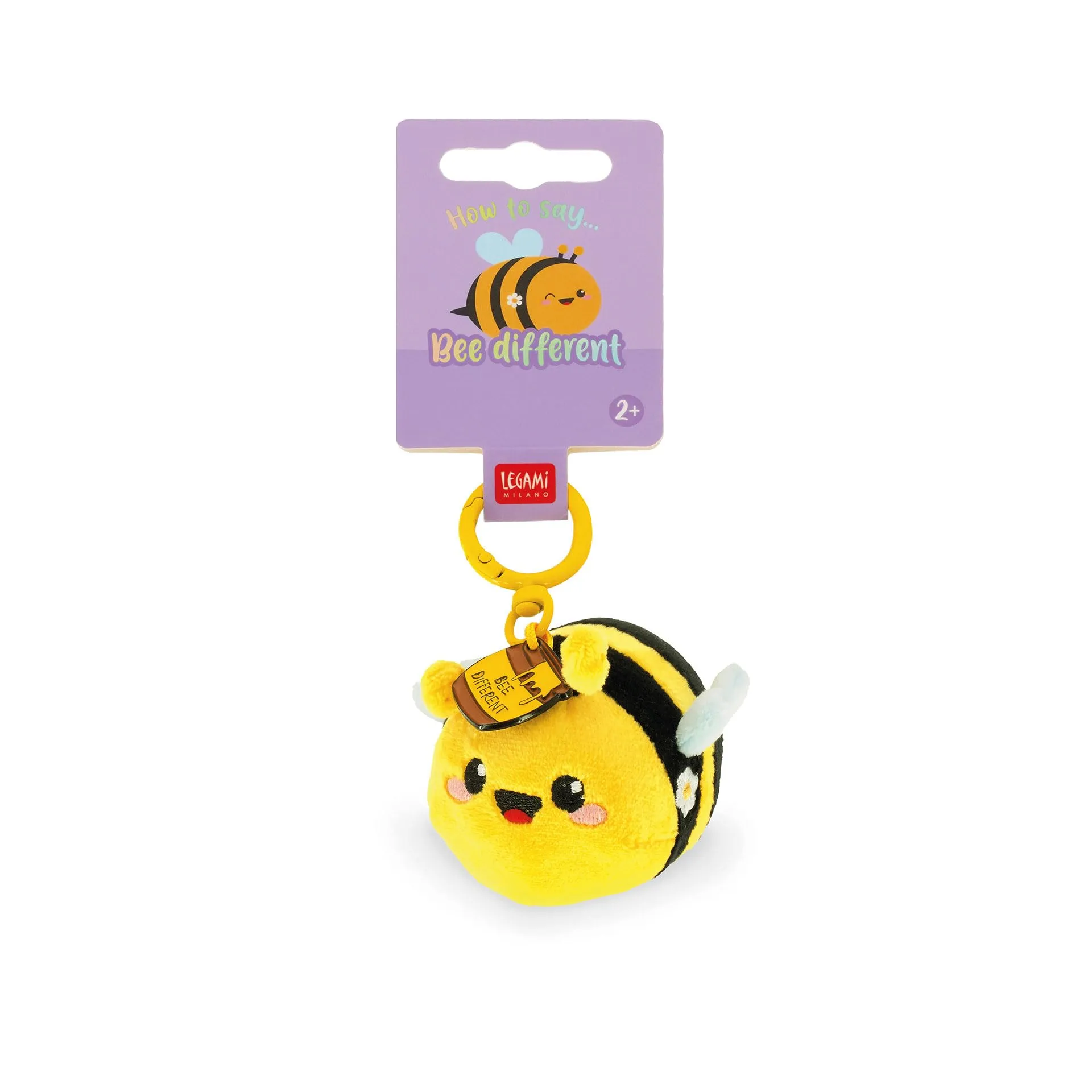 Legami Portachiavi Super Soft Bee, Peluche con Messaggio Inciso e Moschettone in Zinco, 7x11 cm - immagine 4