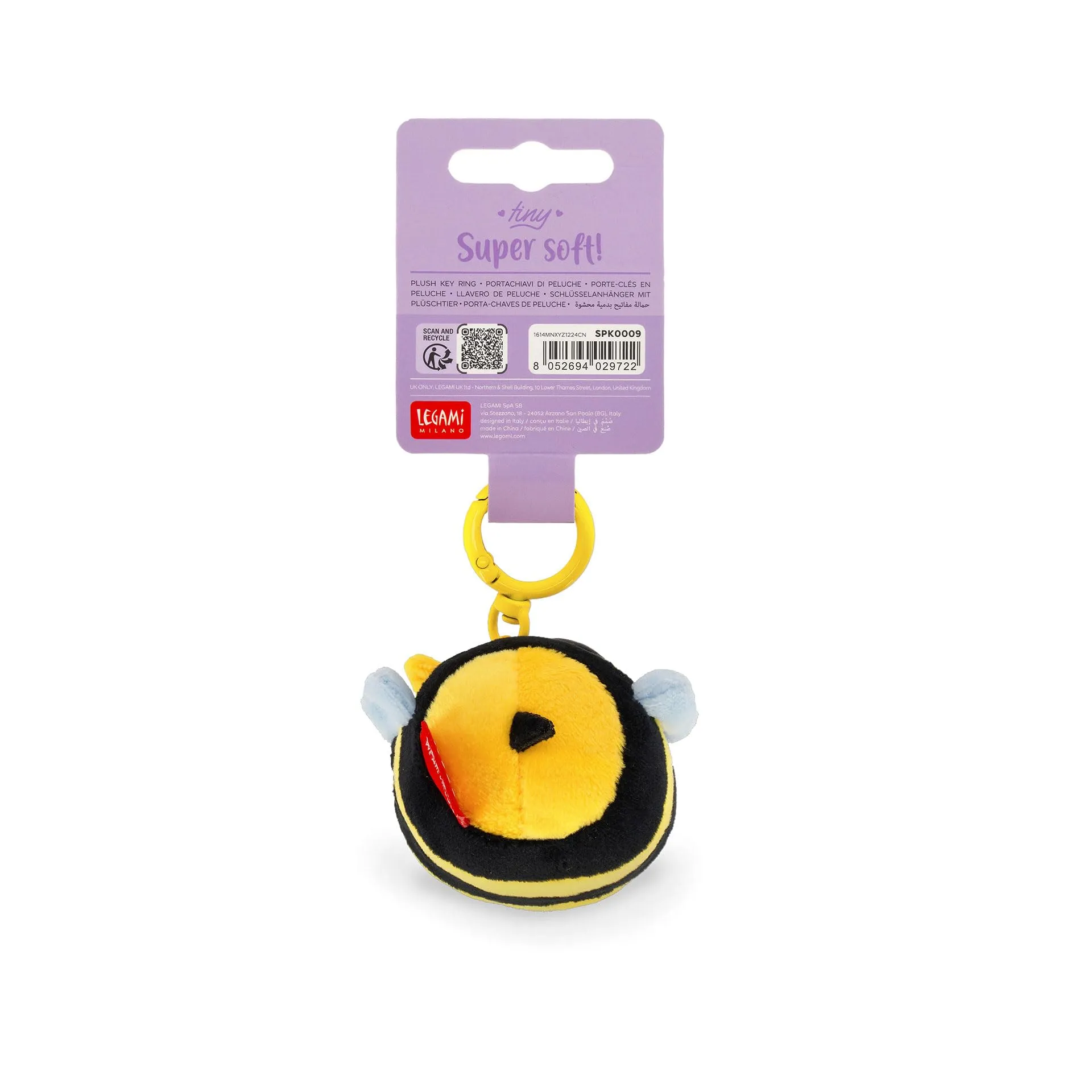 Legami Portachiavi Super Soft Bee, Peluche con Messaggio Inciso e Moschettone in Zinco, 7x11 cm - immagine 5