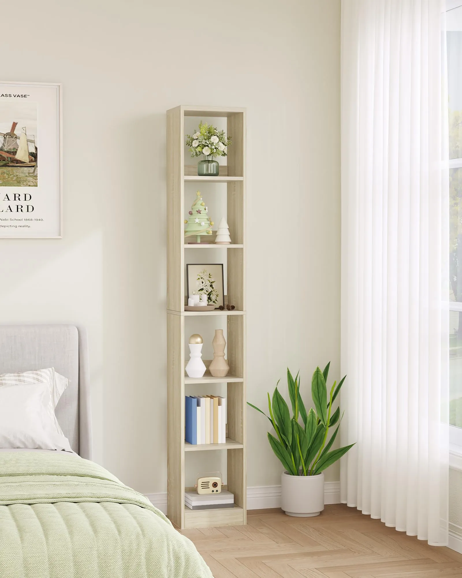 Hzuaneri Libreria a 6 Ripiani, 24 x 30 x 183 cm, Rovere - immagine 3