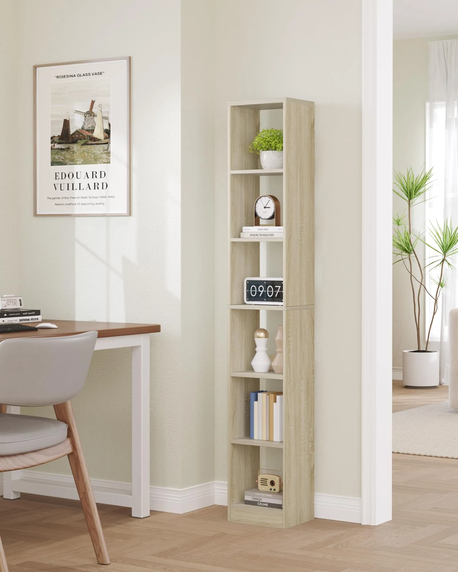Hzuaneri Libreria a 6 Ripiani, 24 x 30 x 183 cm, Rovere - immagine 4