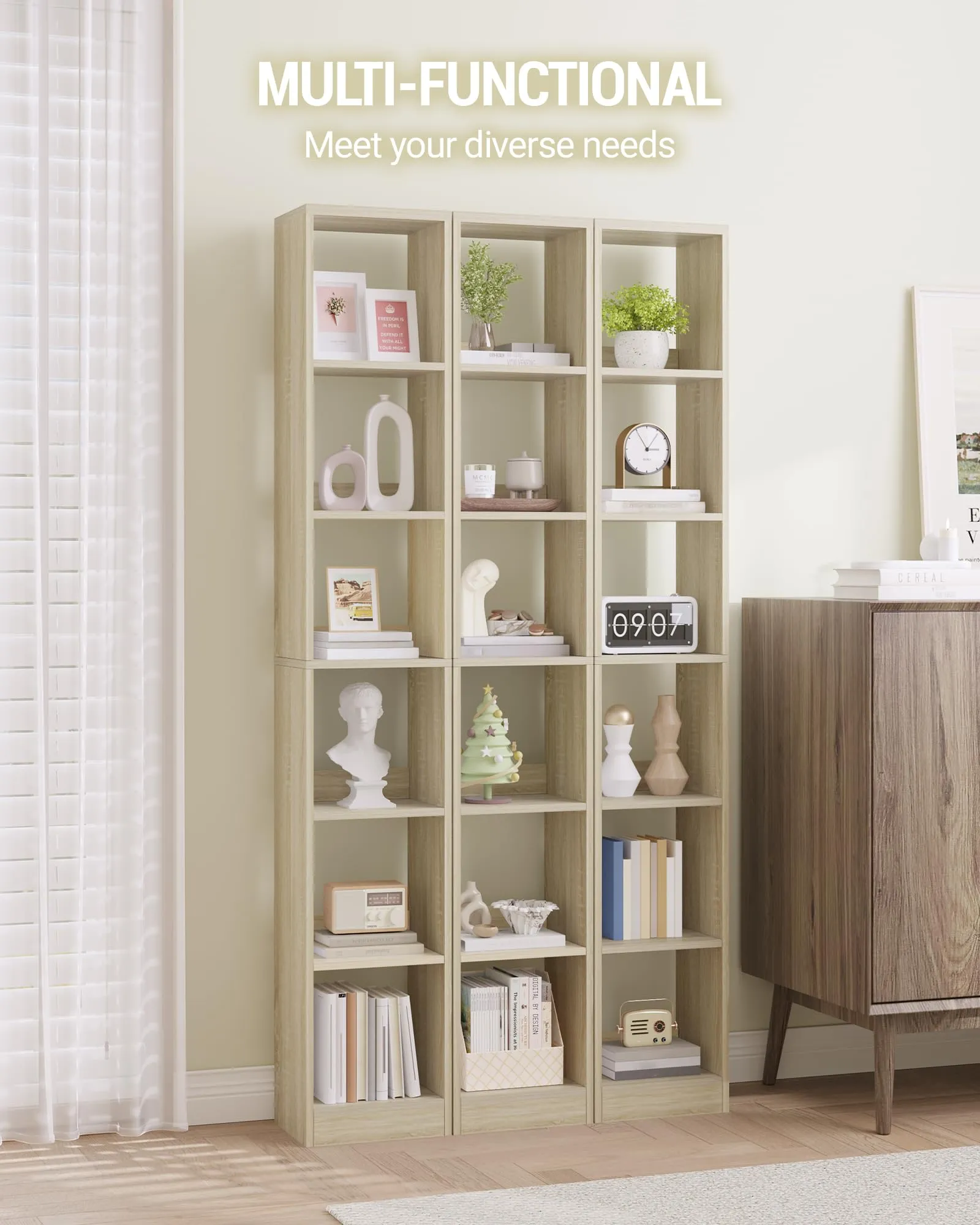 Hzuaneri Libreria a 6 Ripiani, 24 x 30 x 183 cm, Rovere - immagine 5