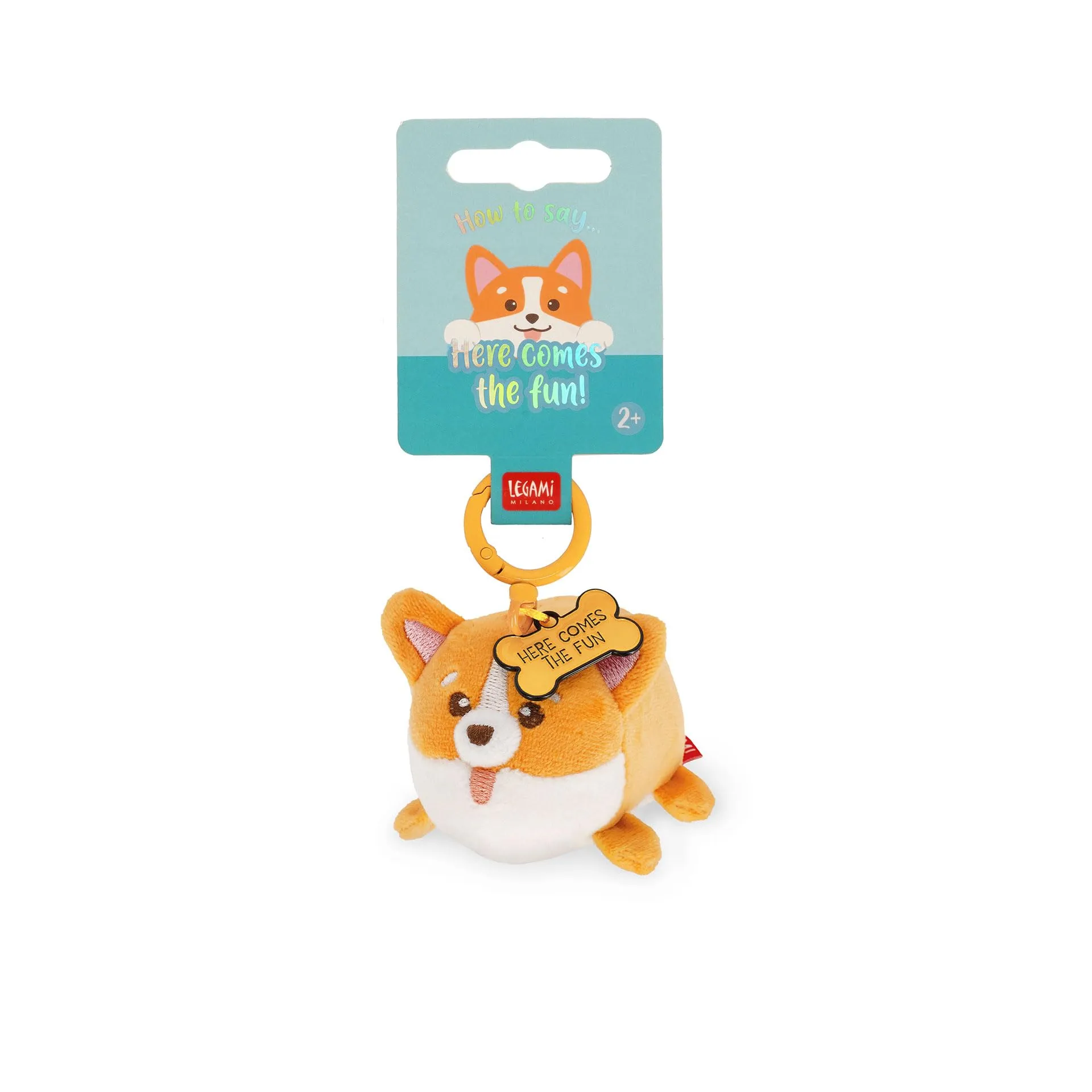 Legami Portachiavi Super Soft Corgi, Peluche con Messaggio Inciso e Moschettone, 7x11 cm - immagine 4