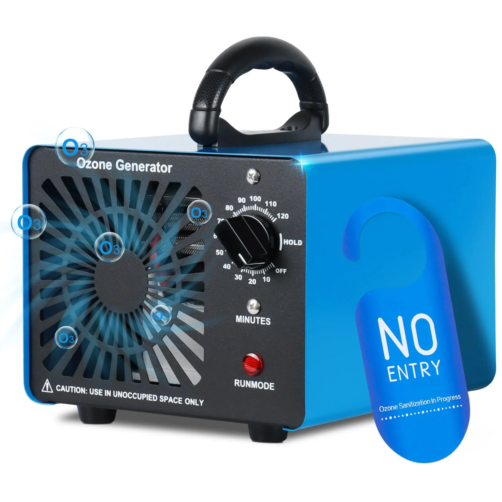 GMGXX Generatore di Ozono Professionale 75000mg/H OG-75, Ozonizzatore Purificatore d'Aria per Casa e Auto, Timer 120 Min, Blu - immagine 1