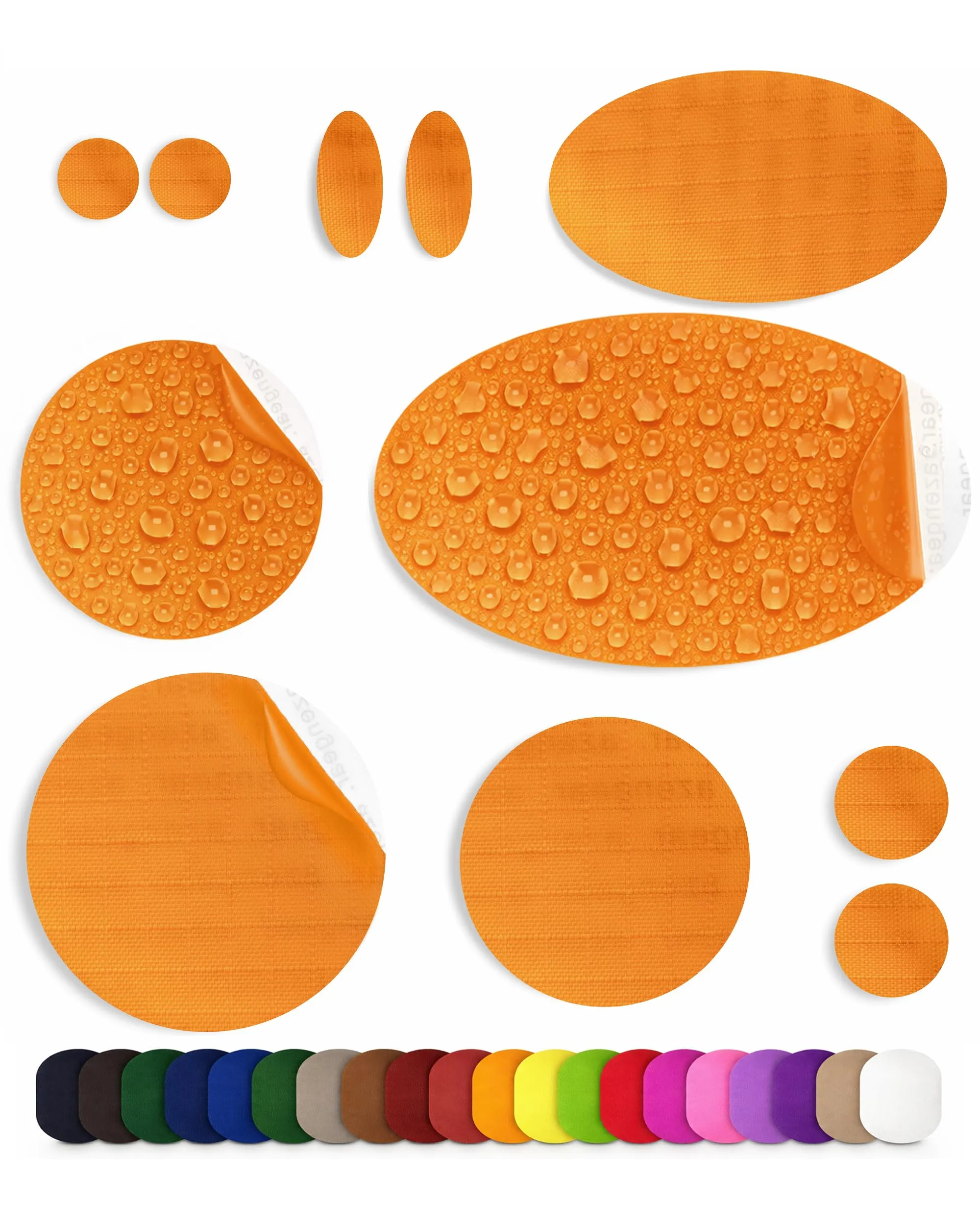 aZengear Toppe di Riparazione Impermeabili per Piumino e Tenda, 11 Pezzi, Arancio Oro - immagine 1