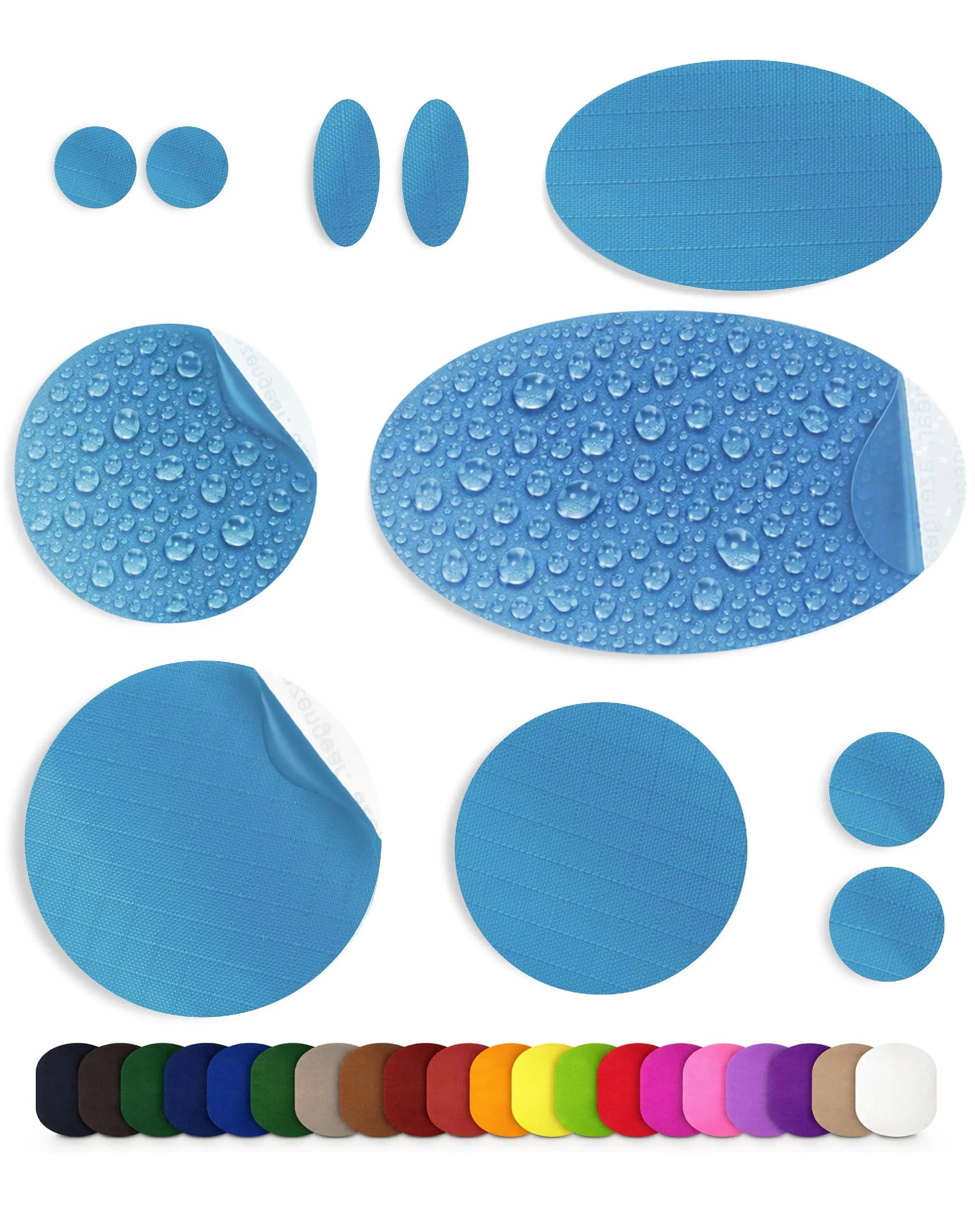 aZengear Toppe di Riparazione Impermeabili per Piumino e Tenda, 11 Pezzi, Azzurro - immagine 1