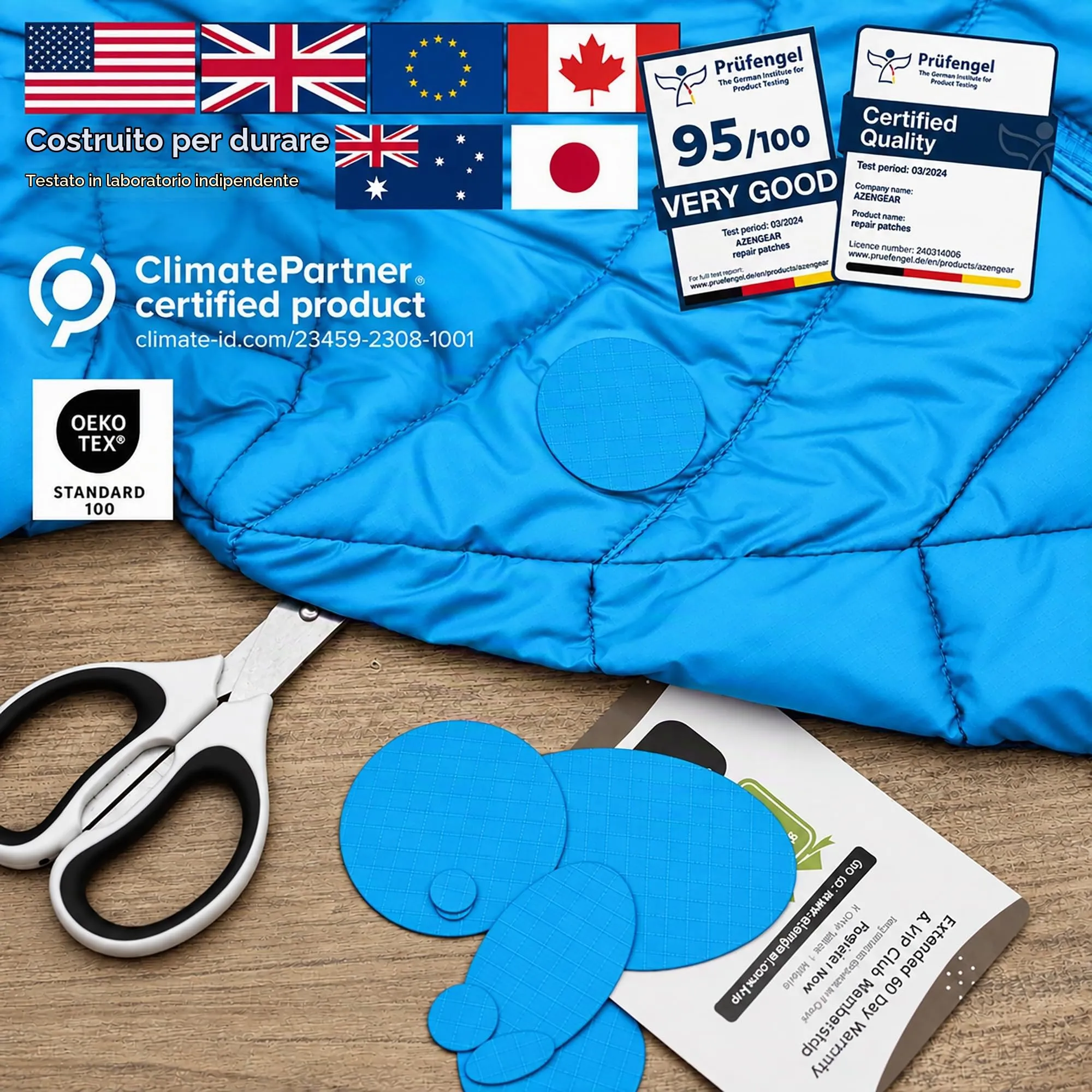 aZengear Toppe di Riparazione Impermeabili per Piumino e Tenda, 11 Pezzi, Azzurro - immagine 4