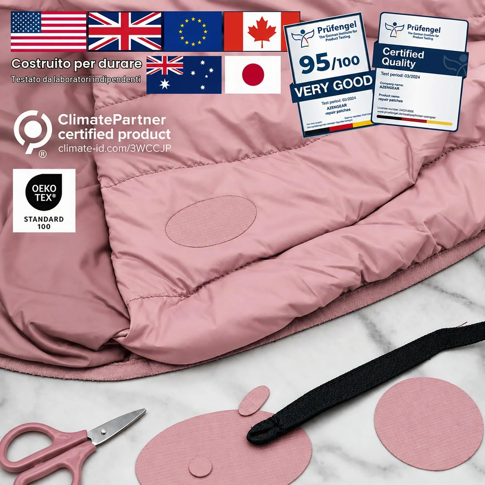 aZengear Toppe di Riparazione Impermeabili per Piumino e Tenda, 11 Pezzi, Rosa Antico - immagine 4