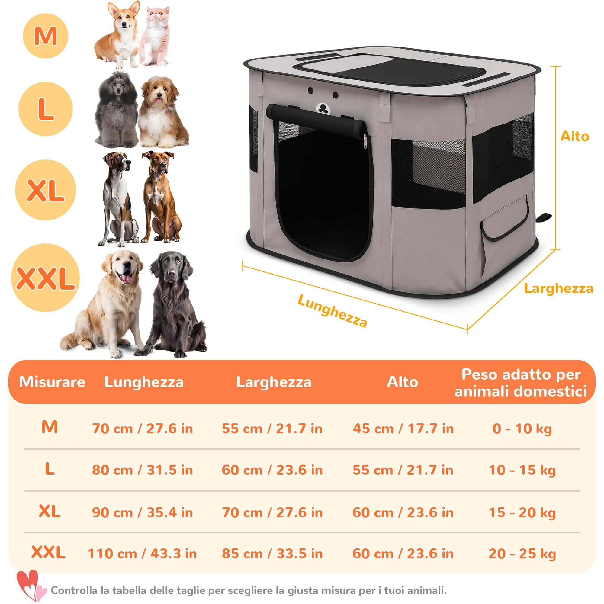 ALLSOPETS Recinto per Cani da Interno Pieghevole, Grigio Cenere, M - immagine 6