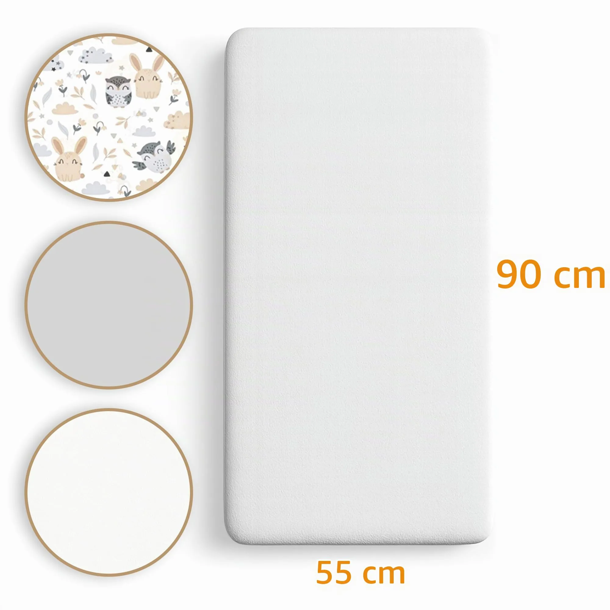Totsy Baby Set di 3 Lenzuola con Angoli e Coprimaterasso Impermeabile per Passeggino, 55x90 cm, Gufi Grigi - immagine 2