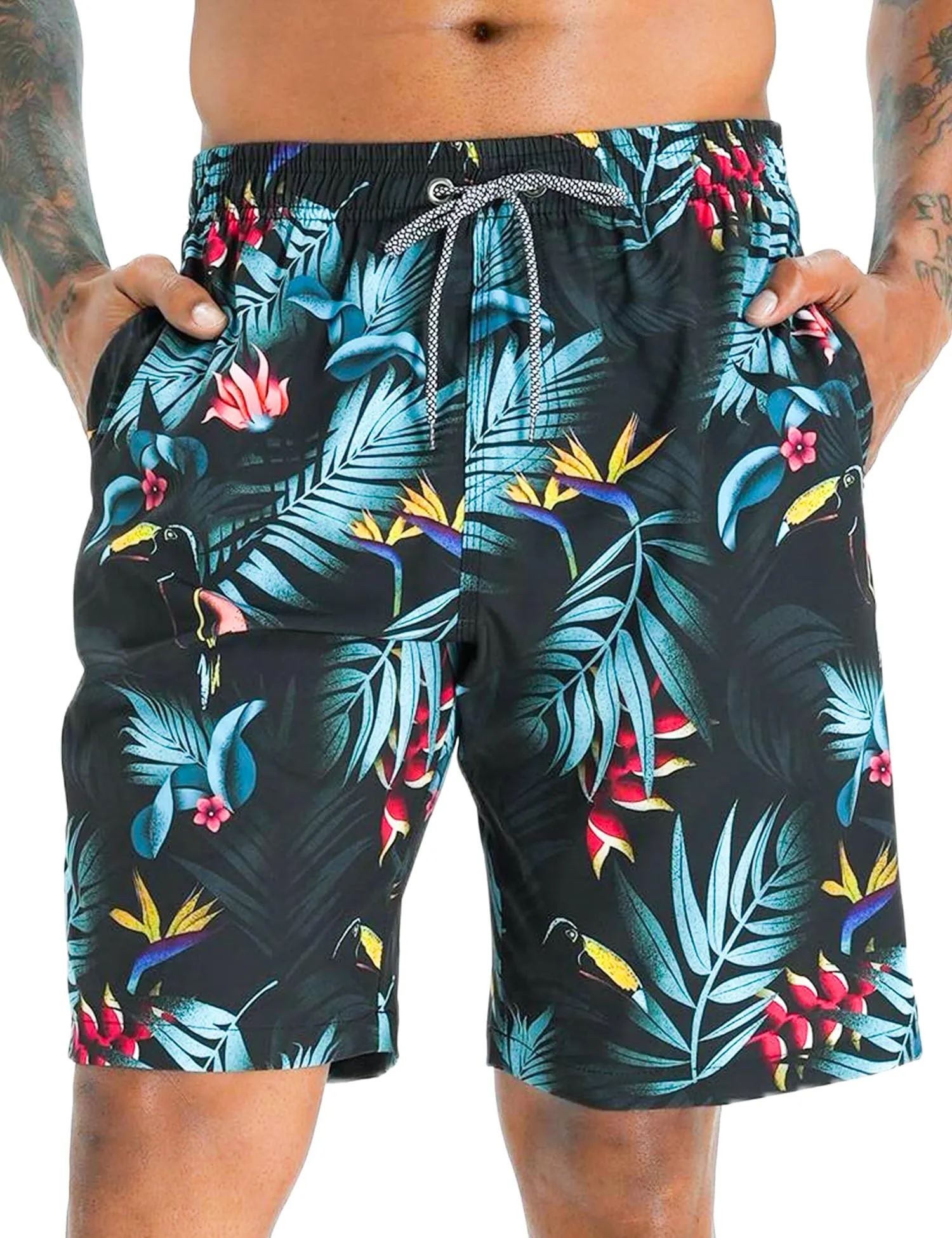 APTRO Pantaloncini da Bagno Uomo Stampa Hawaiana Foglia di Cocco Verde S206 5XL - immagine 1