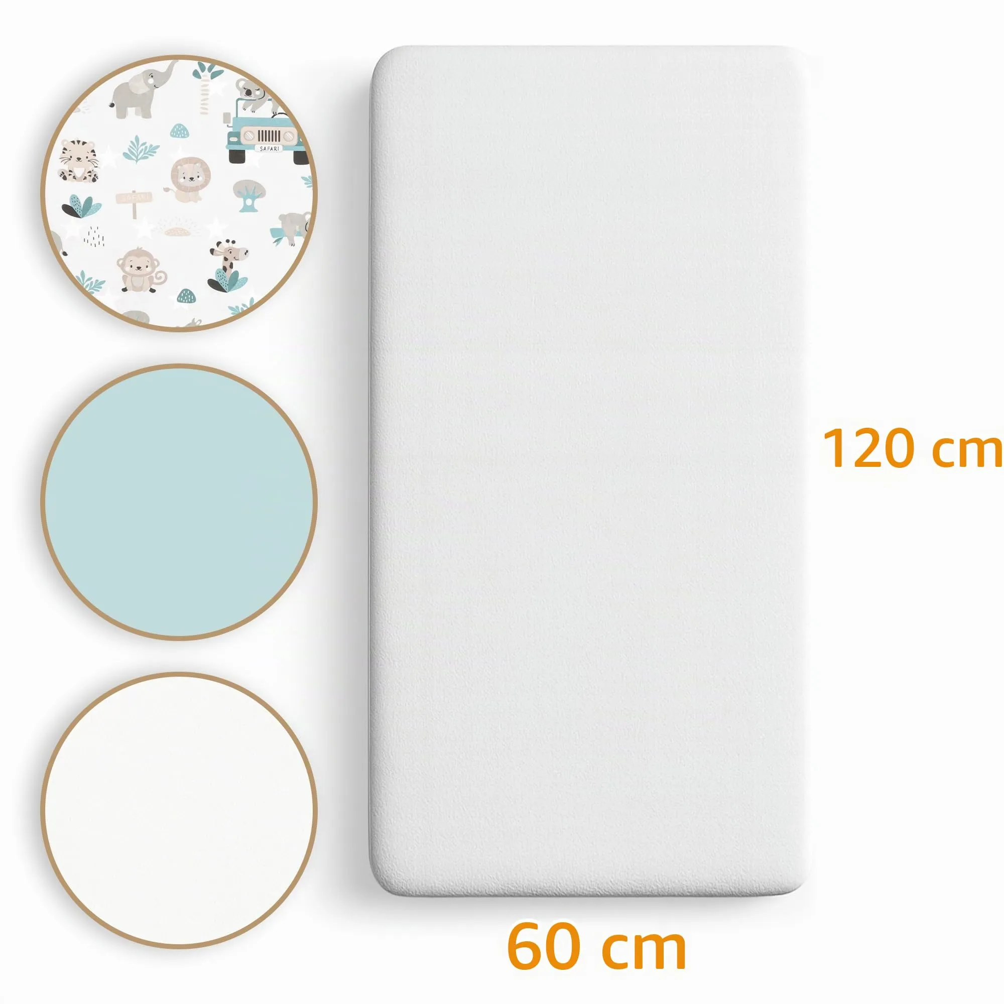 Totsy Baby Set di 3 Lenzuola con angoli elastici e Coprimaterasso impermeabile per Passeggino, 60x120 cm, Africa E Colore Salvia - immagine 2