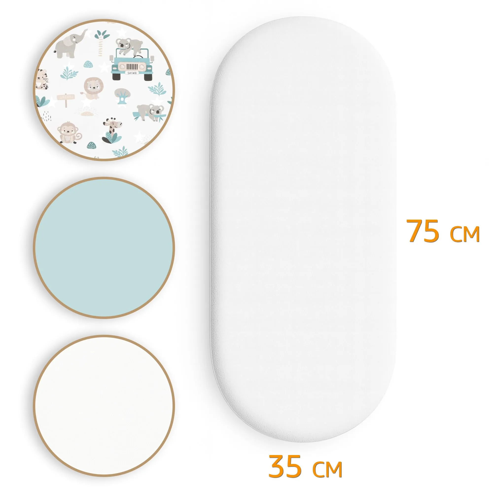 Totsy Baby Set lenzuola con angoli per culla da passeggino, 2 fodere e 1 coprimaterasso impermeabile, 75 x 35 cm, Africa e Colore Salvia - immagine 2