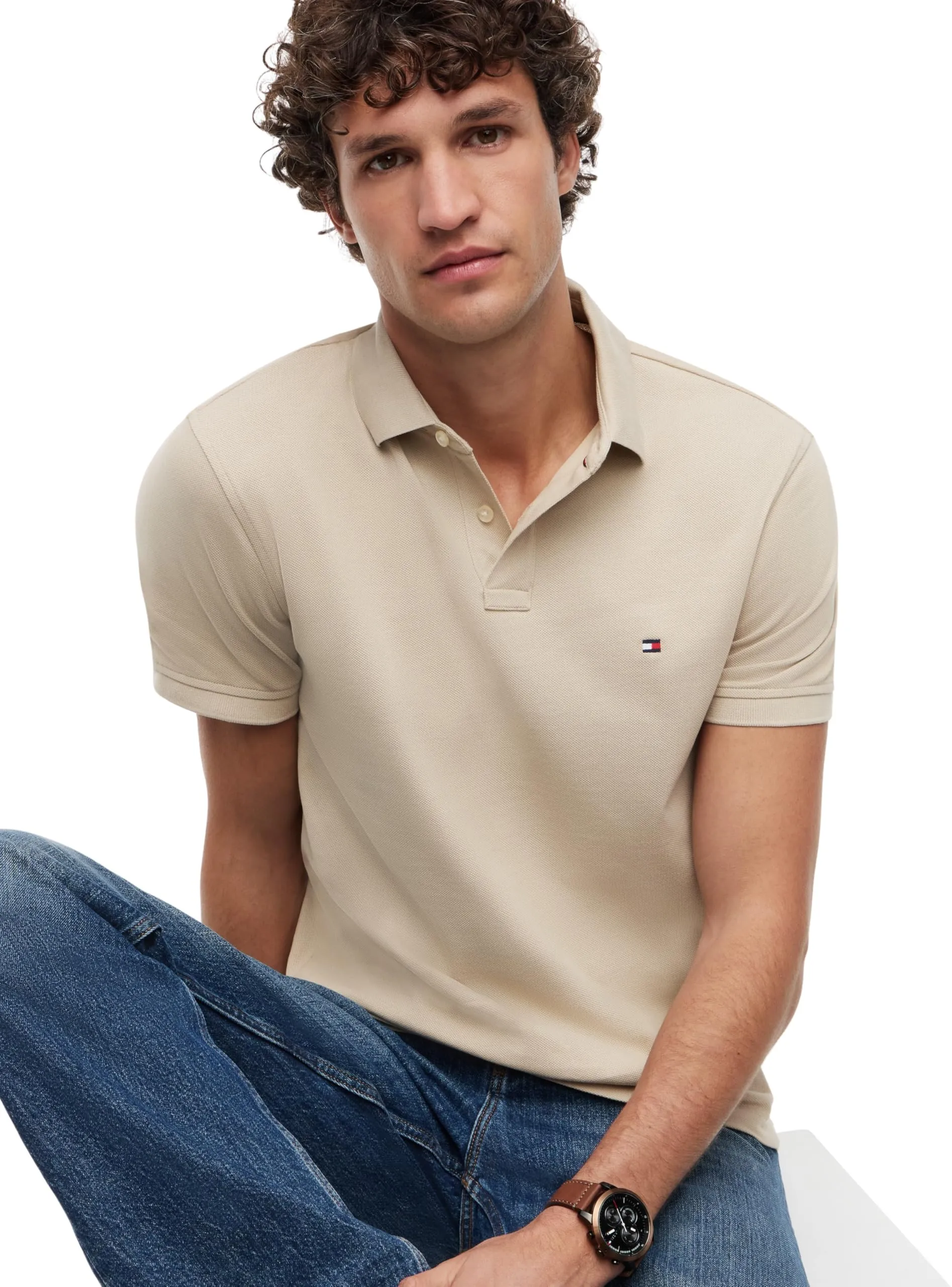 Tommy Hilfiger Uomo Maglietta Polo Maniche Corte 1985 Regular Fit, Sandalwood, M - immagine 4