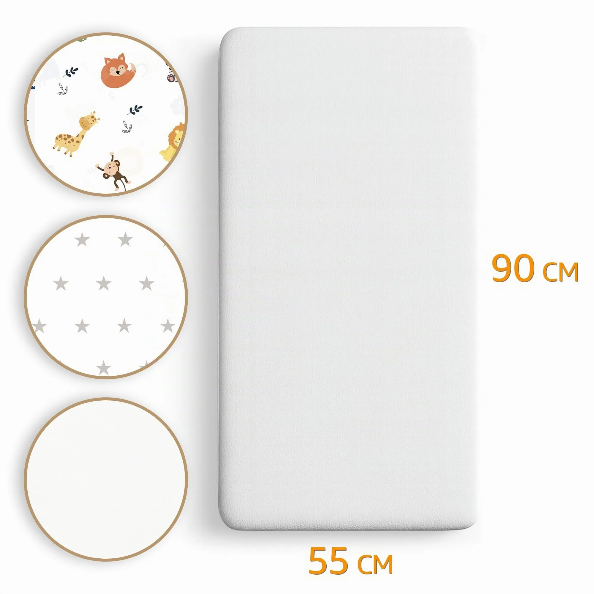Totsy Baby Set di 3 Lenzuola con Angoli e Coprimaterasso Impermeabile per Passeggino, 55x90 cm, Bianco Da Safari - immagine 2
