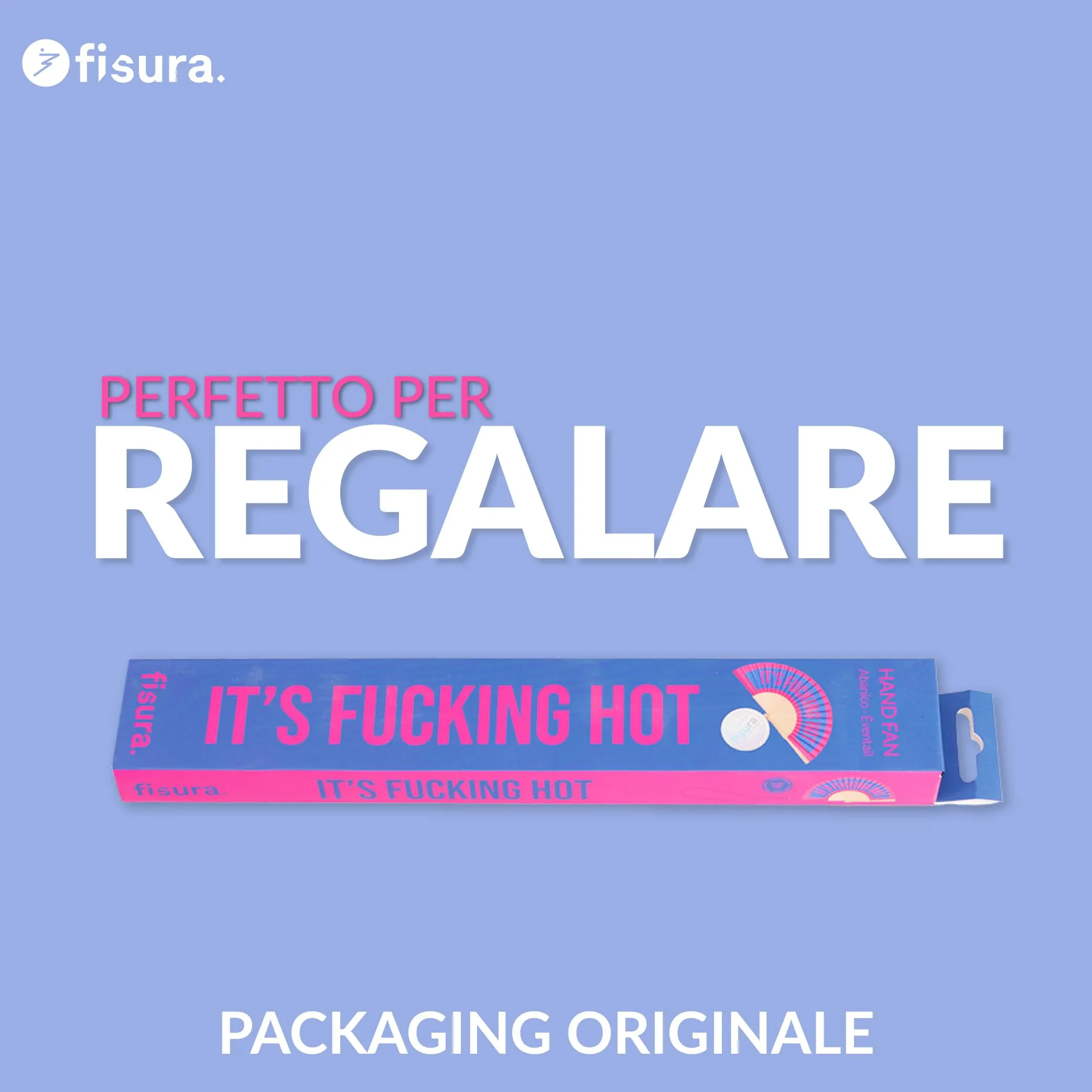 Fisura Ventaglio in legno "f*cking hot" Blu e Rosa, 42,5 x 23 cm - immagine 7