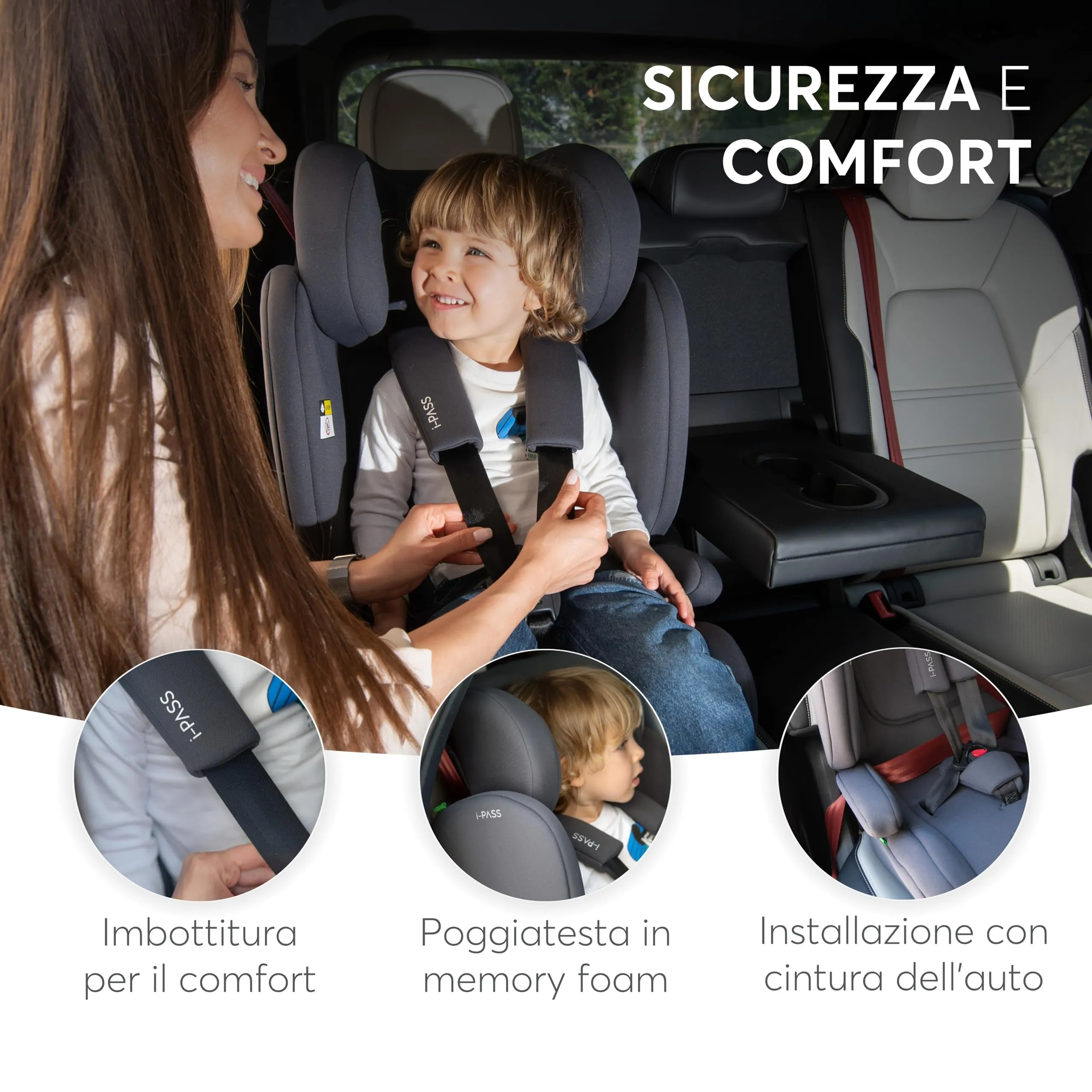 KikkaBoo i-PASS Seggiolino Auto Gruppo 1/2/3, i-Size 76-150 cm (9-36 kg), Grigio - immagine 8