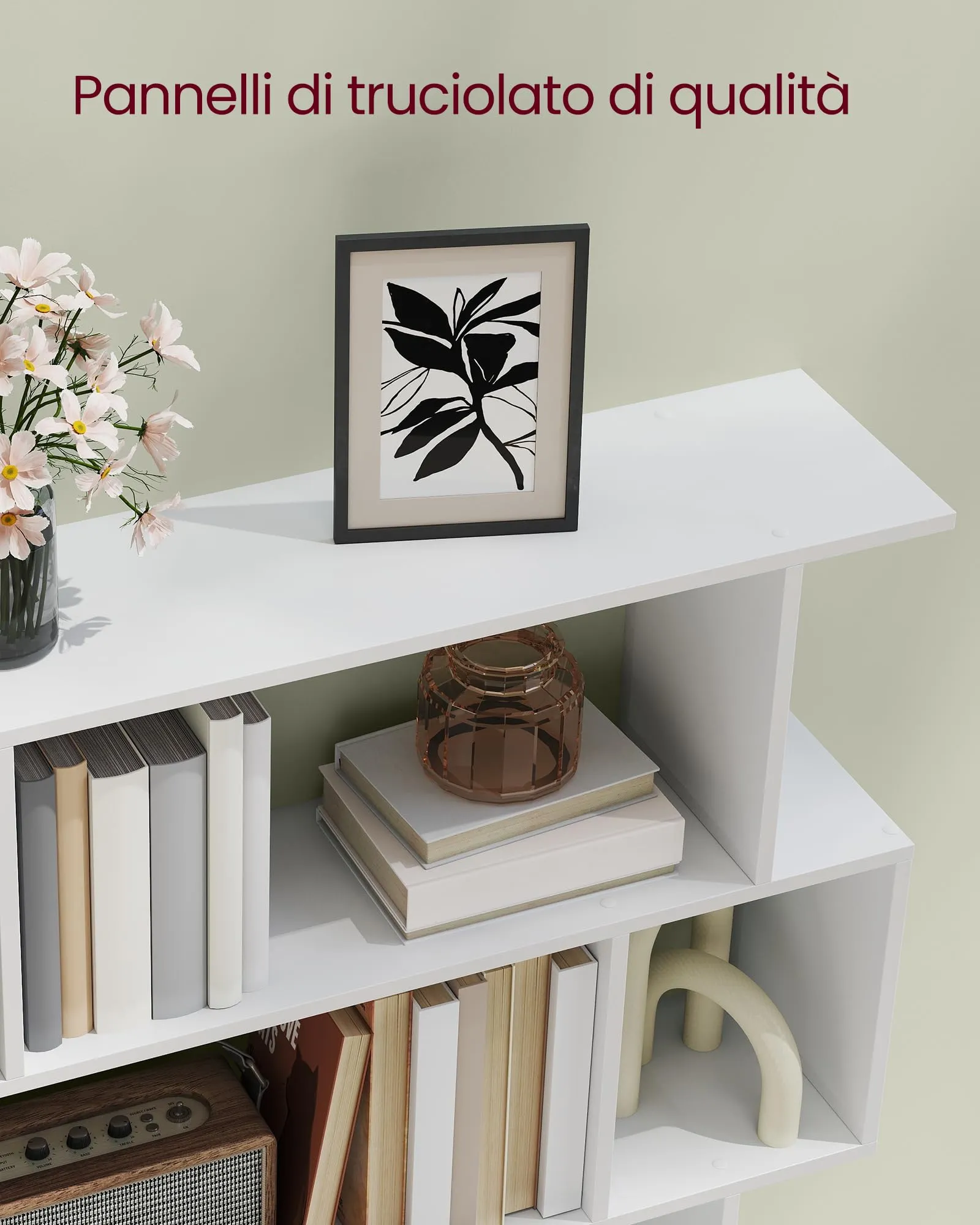 VASAGLE CUSTOS Libreria a 5 Ripiani, 24 x 90 x 159 cm, Bianco Nuvola LBC416W01 - immagine 6