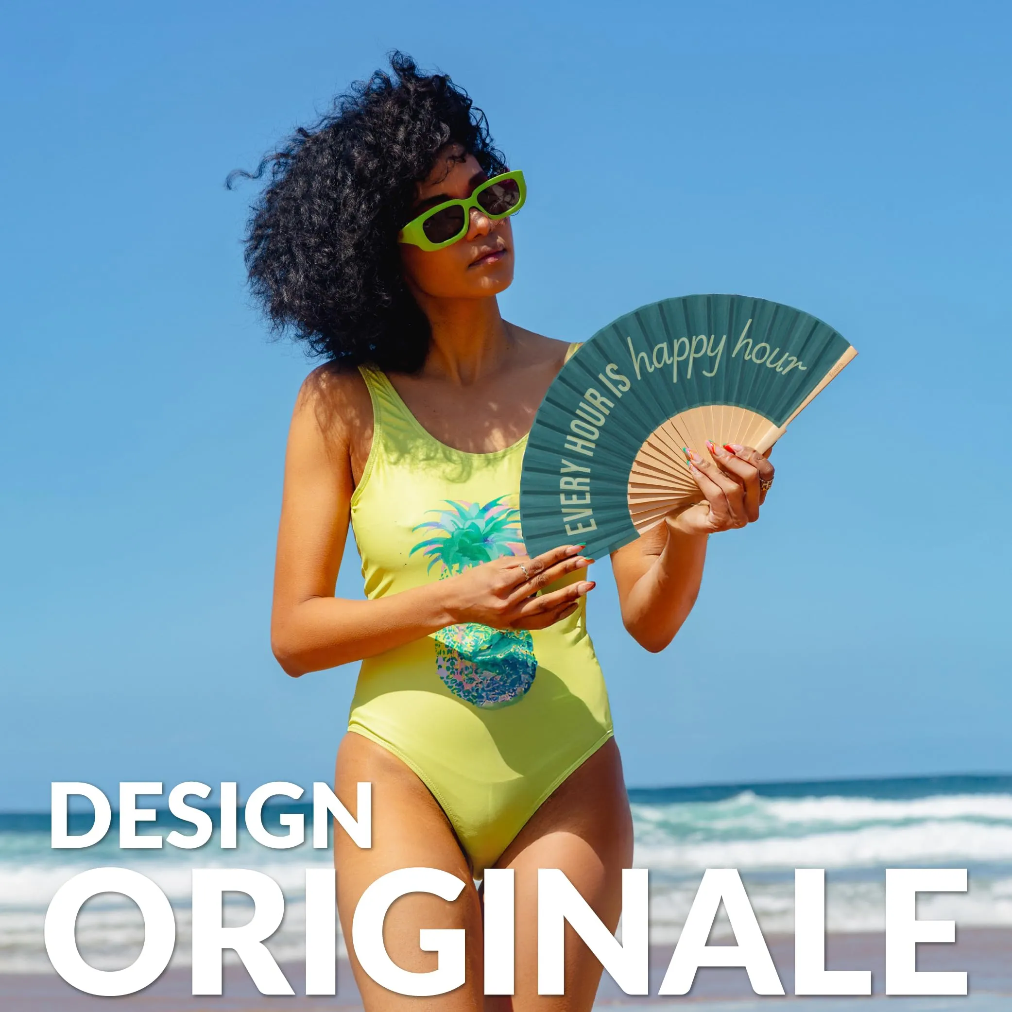 Fisura Ventaglio in Legno Happy Hour, Verde, 42,5 x 23 cm - immagine 2