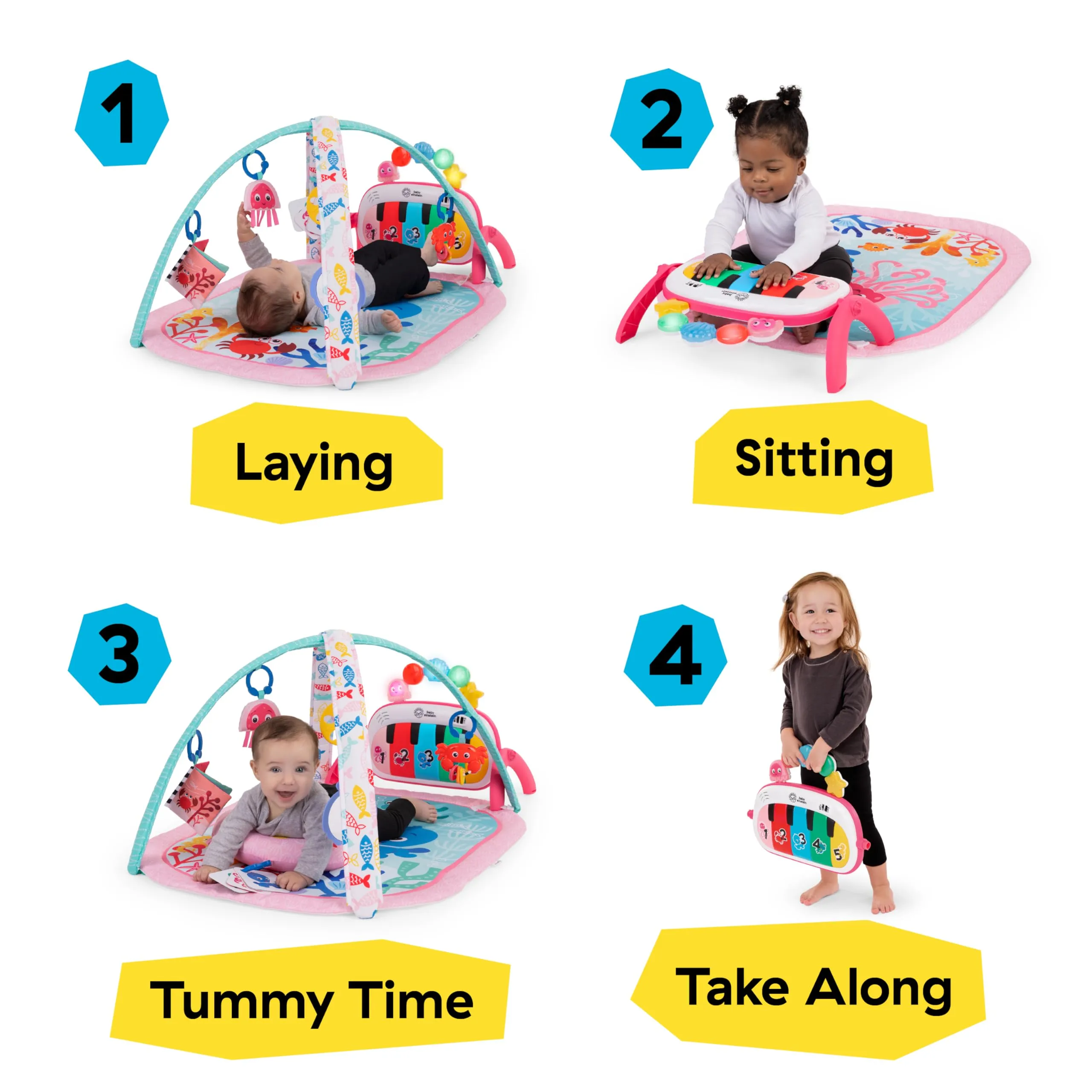 Baby Einstein Palestrina Musicale Ocean Explorers 4in1 Jellyfish Jamboree, Rosa - immagine 5