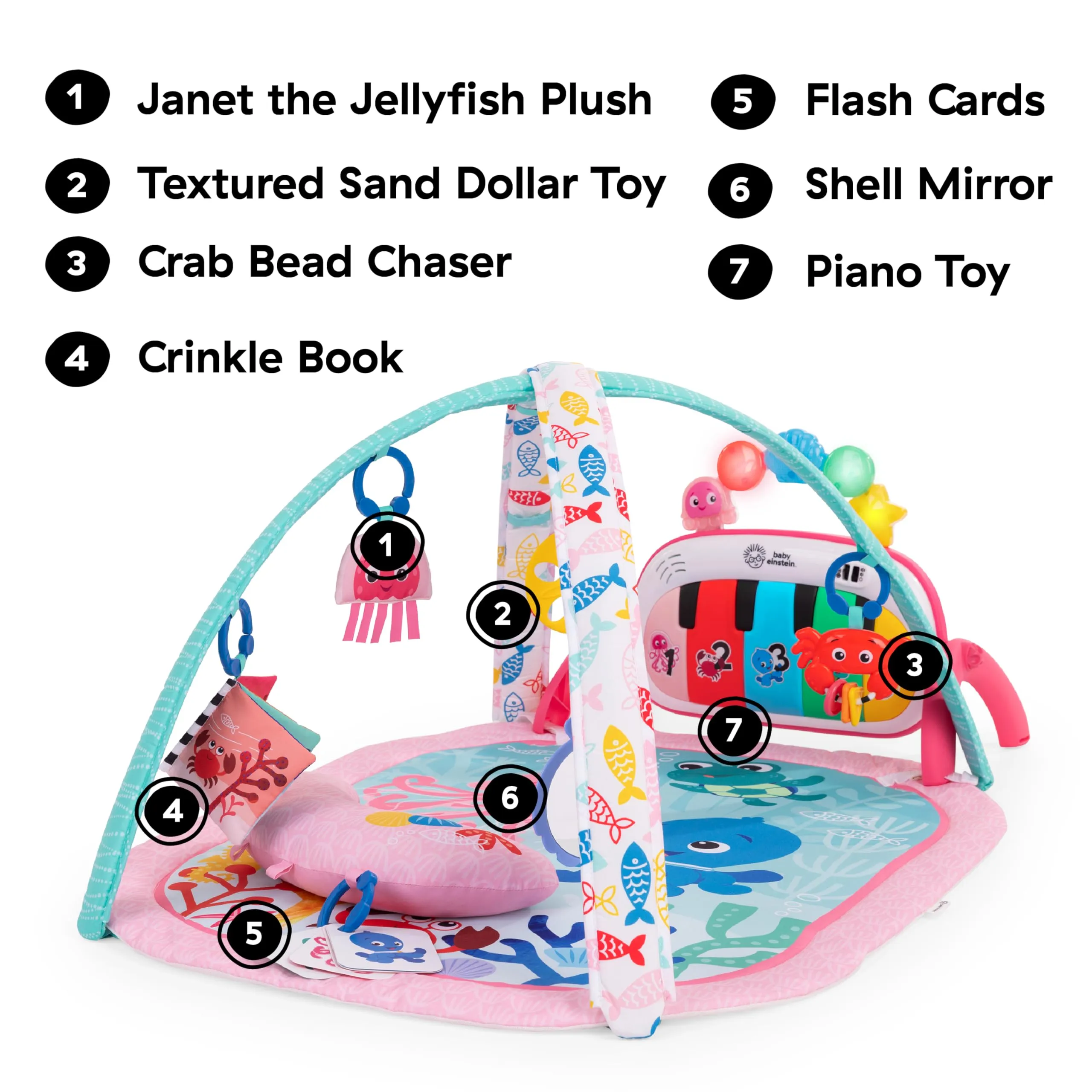 Baby Einstein Palestrina Musicale Ocean Explorers 4in1 Jellyfish Jamboree, Rosa - immagine 6