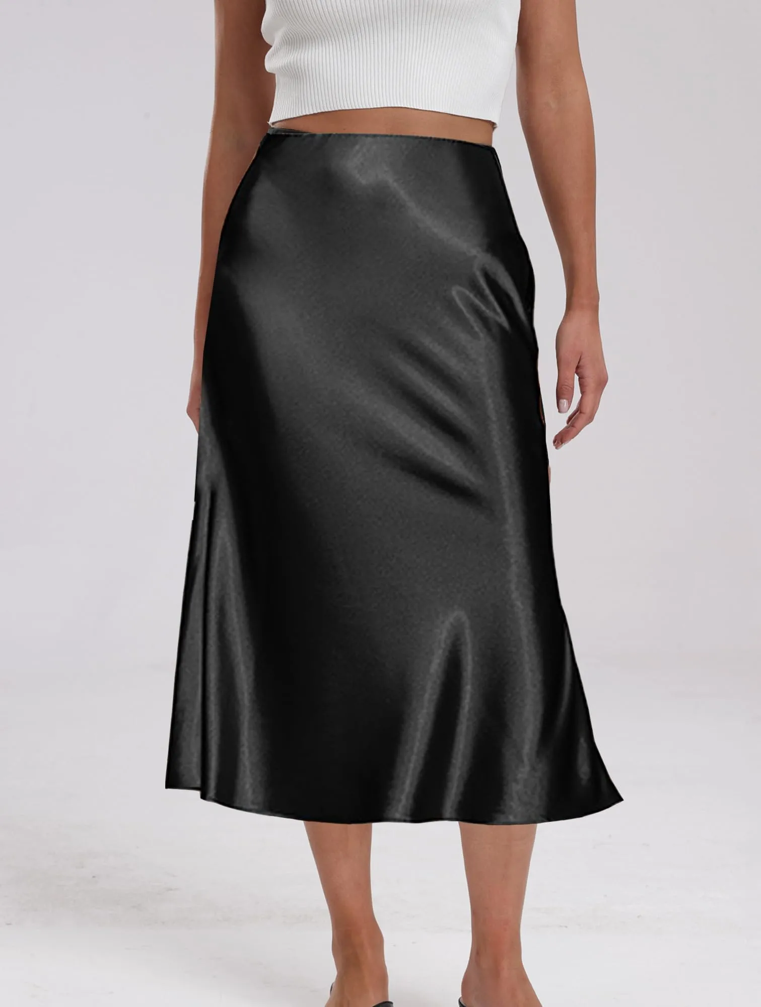 Koerye Gonna Donna Midi Satinata Vita Alta A-Line - immagine 3