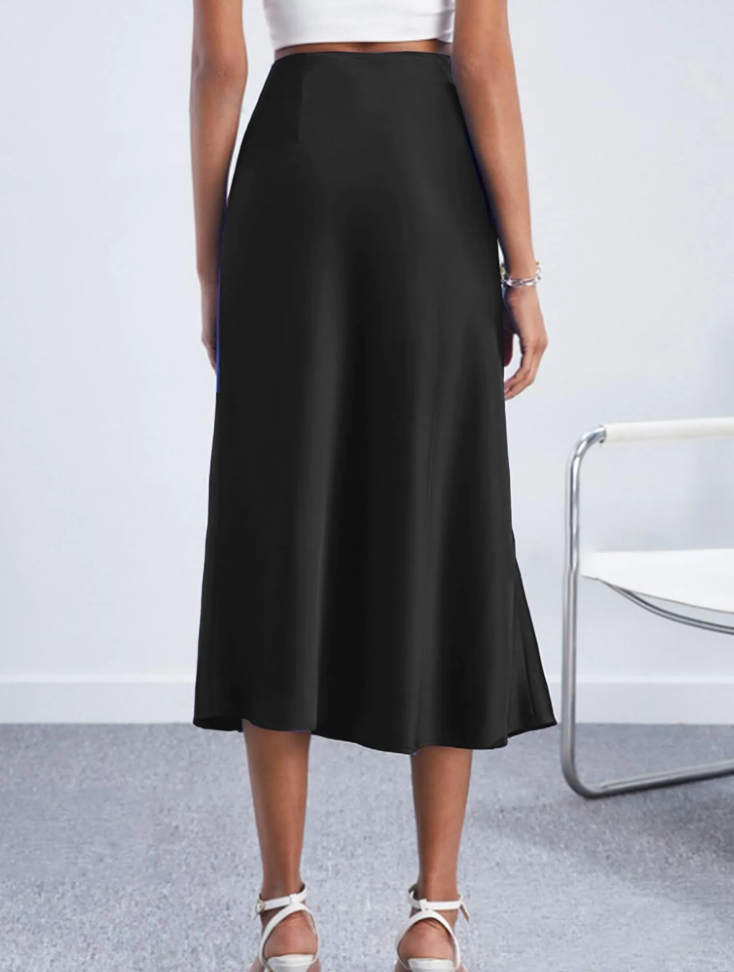 Koerye Gonna Donna Midi Satinata Vita Alta A-Line - immagine 5