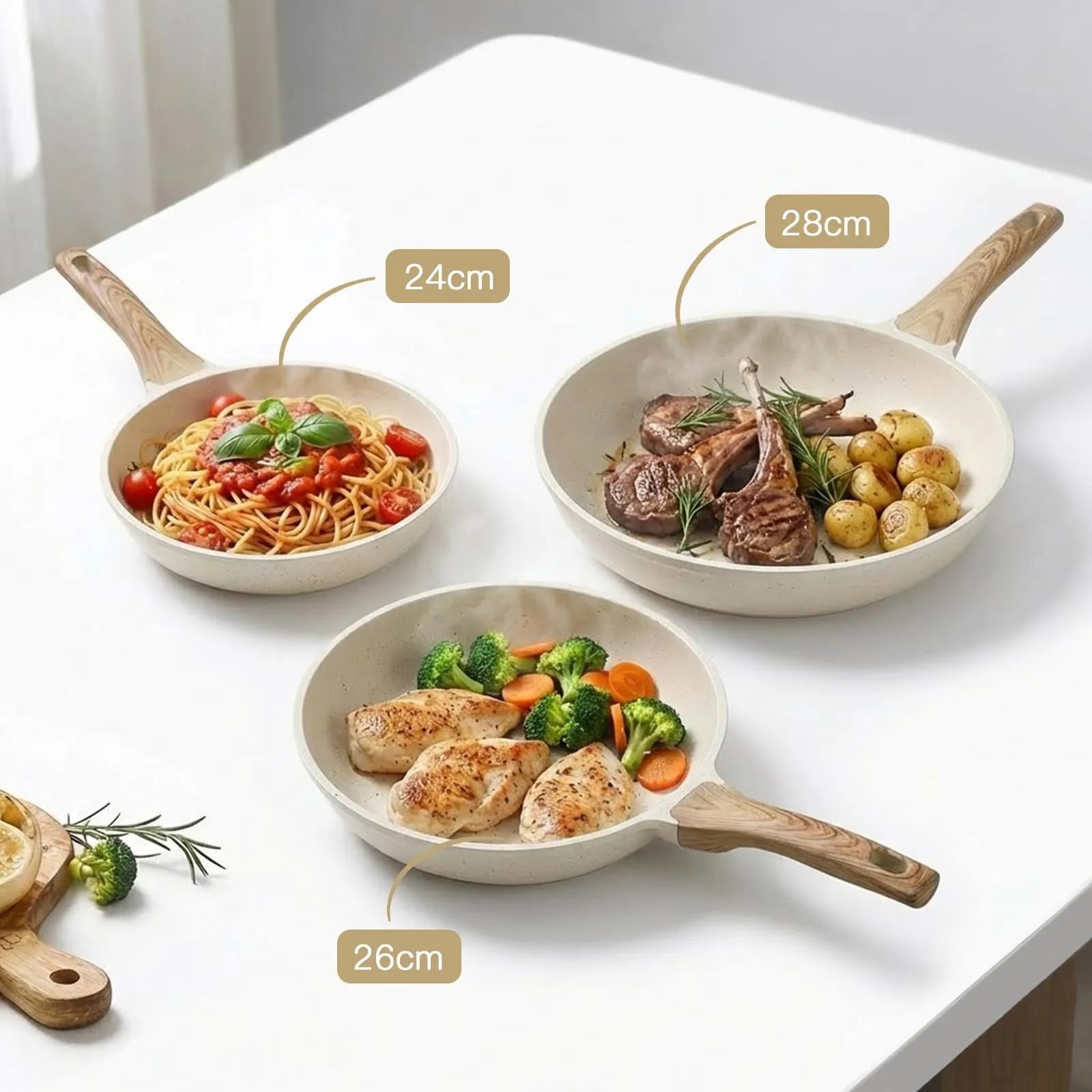 GiPP Padella Antiaderente con Coperchio, 24 cm, Compatibile con Induzione - immagine 3