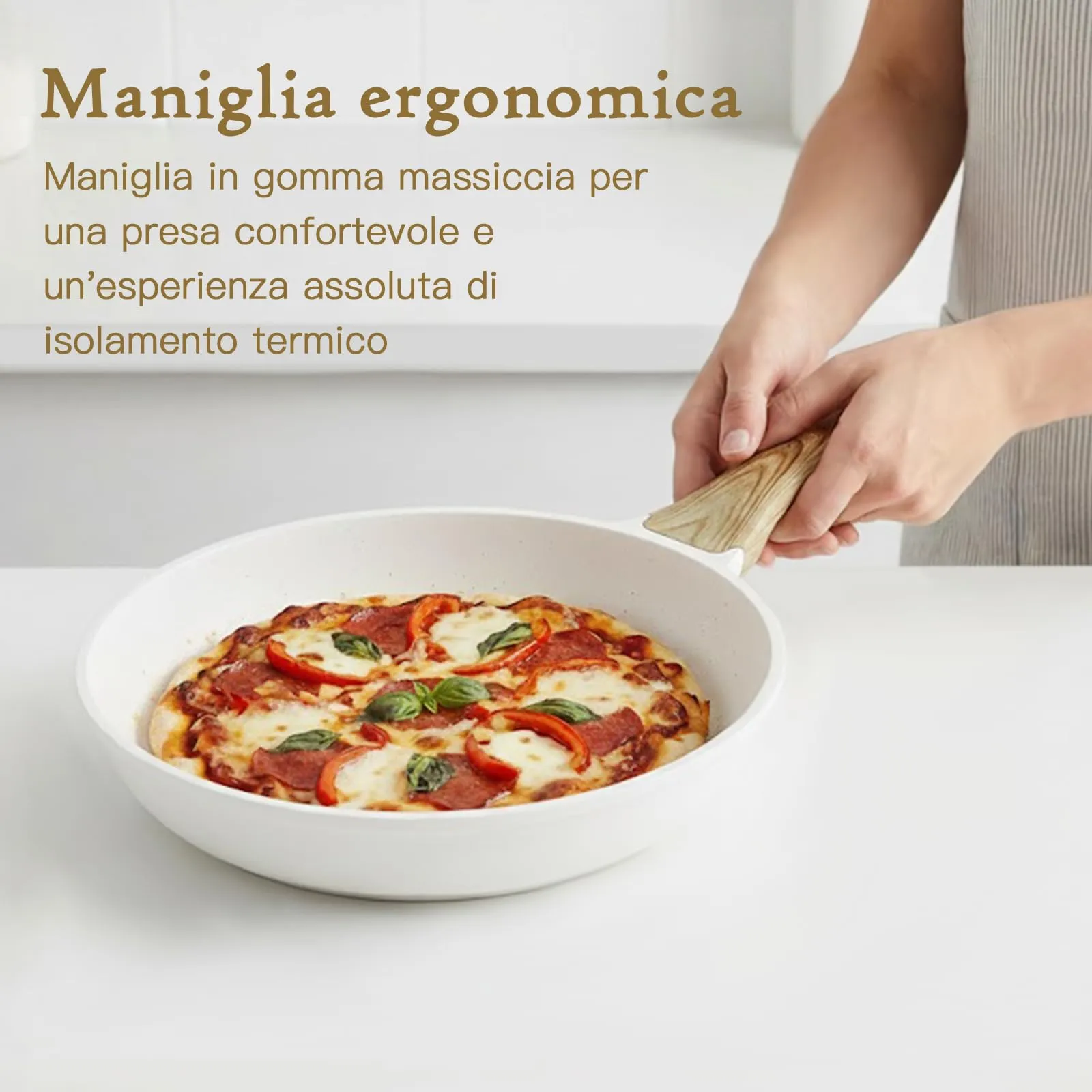 GiPP Padella Antiaderente con Coperchio, 28 cm, Bianco - immagine 5