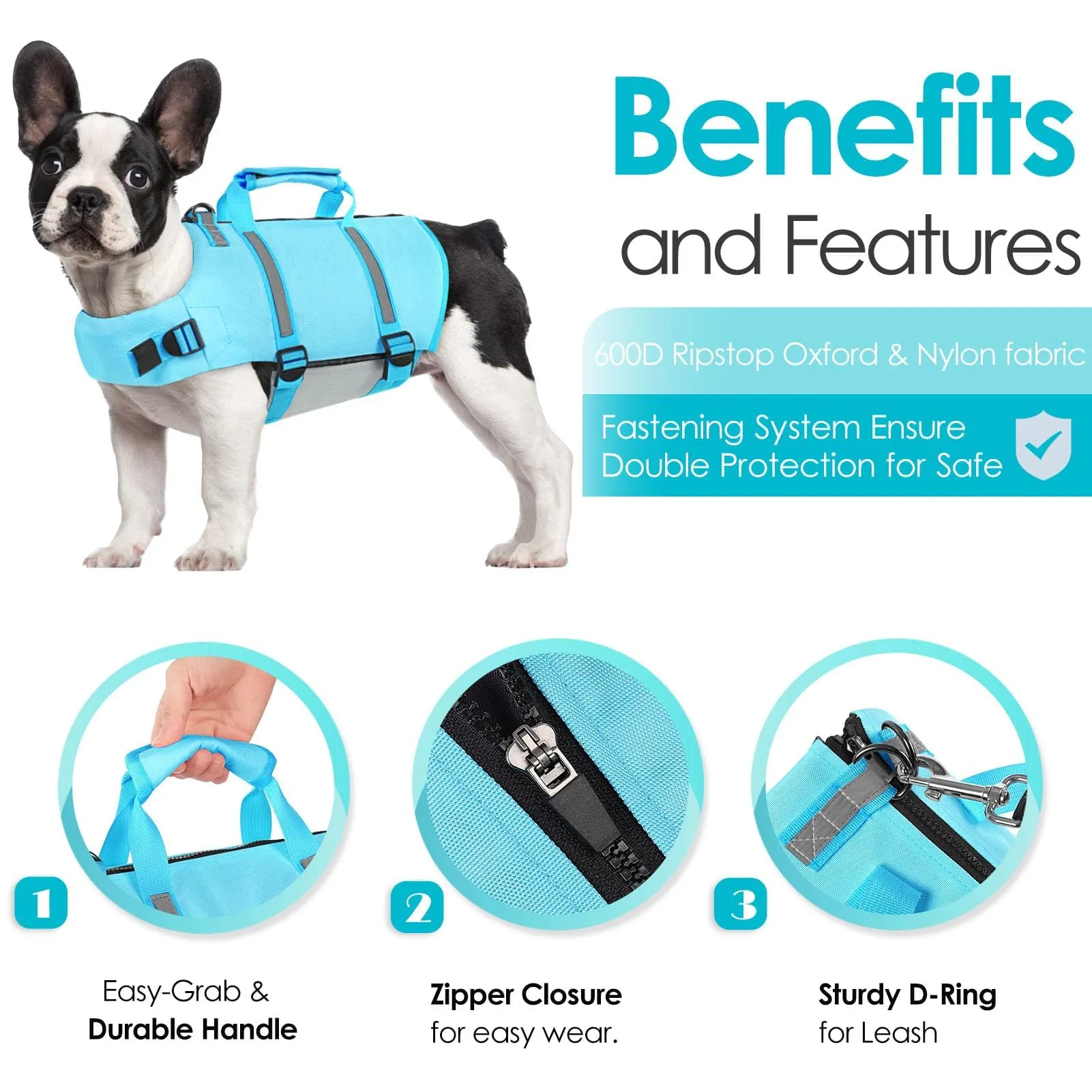 AOFITEE Giubbotto Salvagente per Cani - Blu, XS - immagine 4