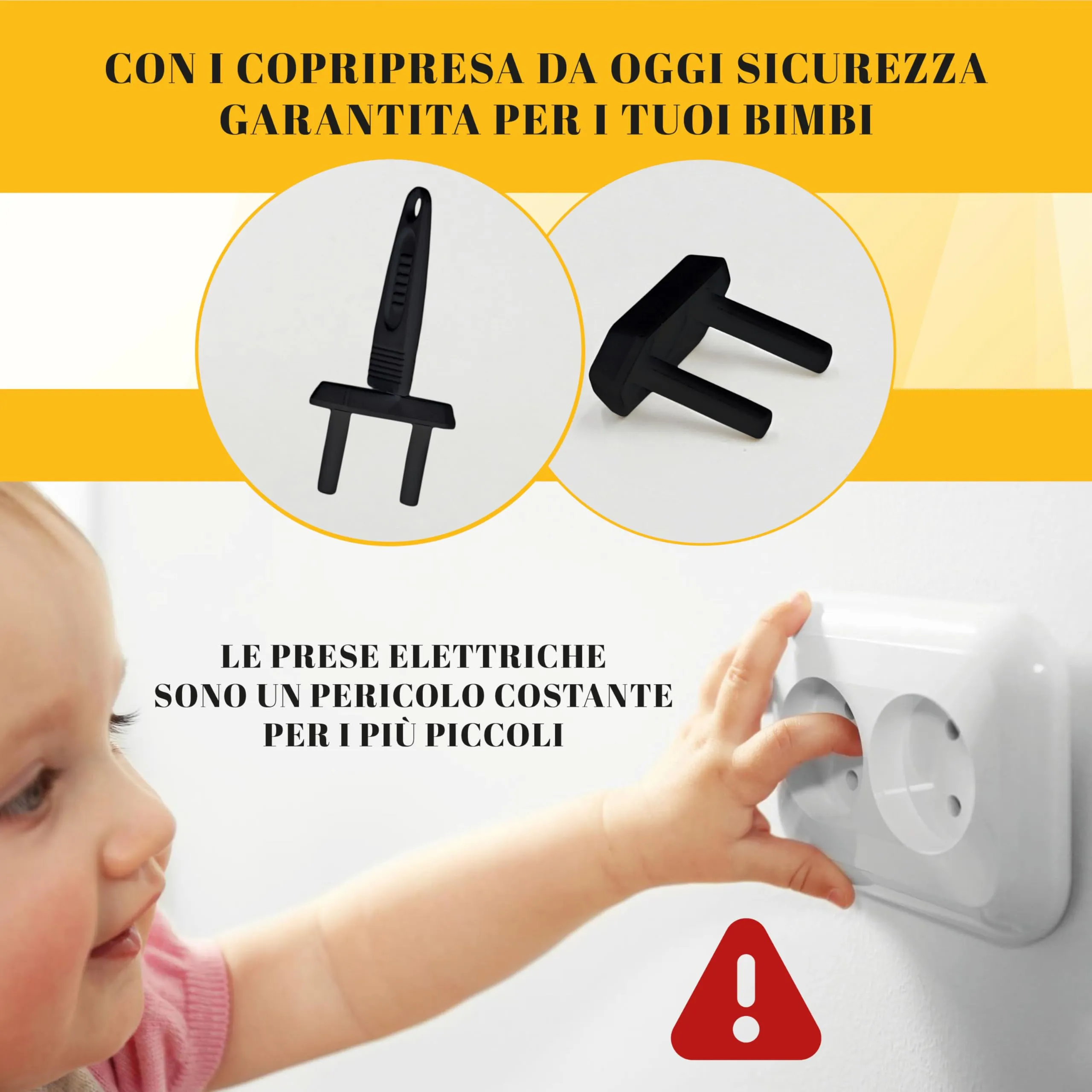 Odelù Copriprese per Bambini, 20 Pezzi, Nere, con 4 Chiavi - immagine 4