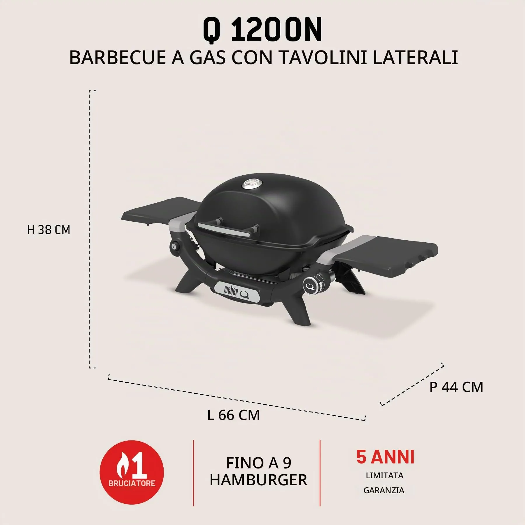 Weber Q 1200N Gas Barbecue with Side Tables - immagine 5