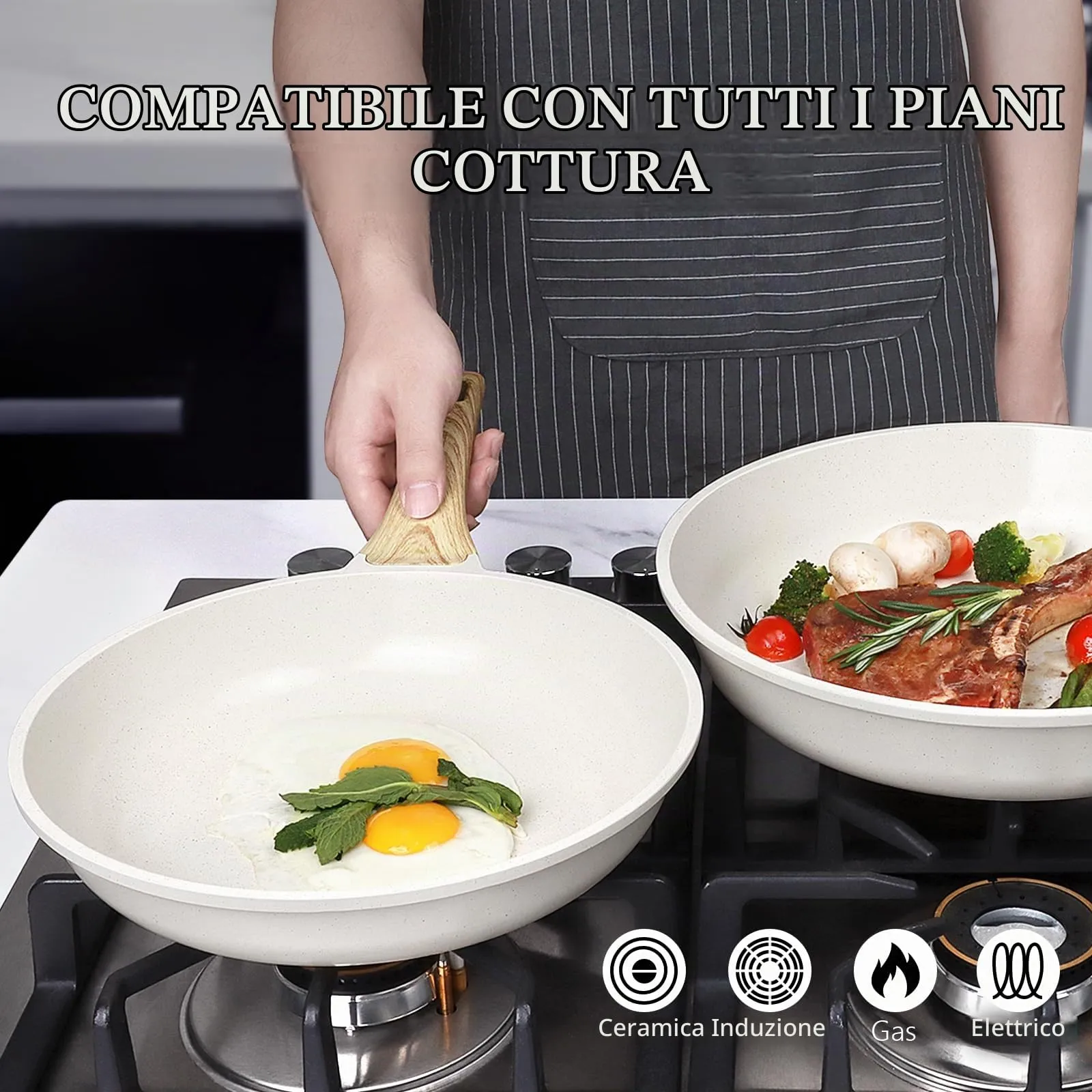 GiPP Padella Antiaderente per Induzione, 28cm, Bianco - immagine 5