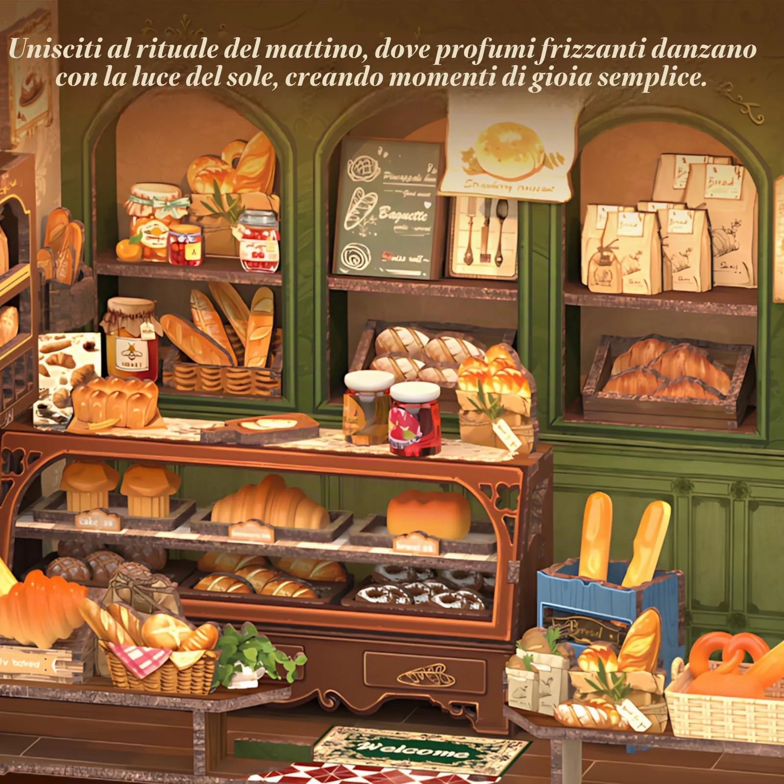 CUTEBEE Book Nook Kit 3D Puzzle Miniature House DIY Mrs. Hunt Bakery with LED Light and Dust Cover - immagine 5