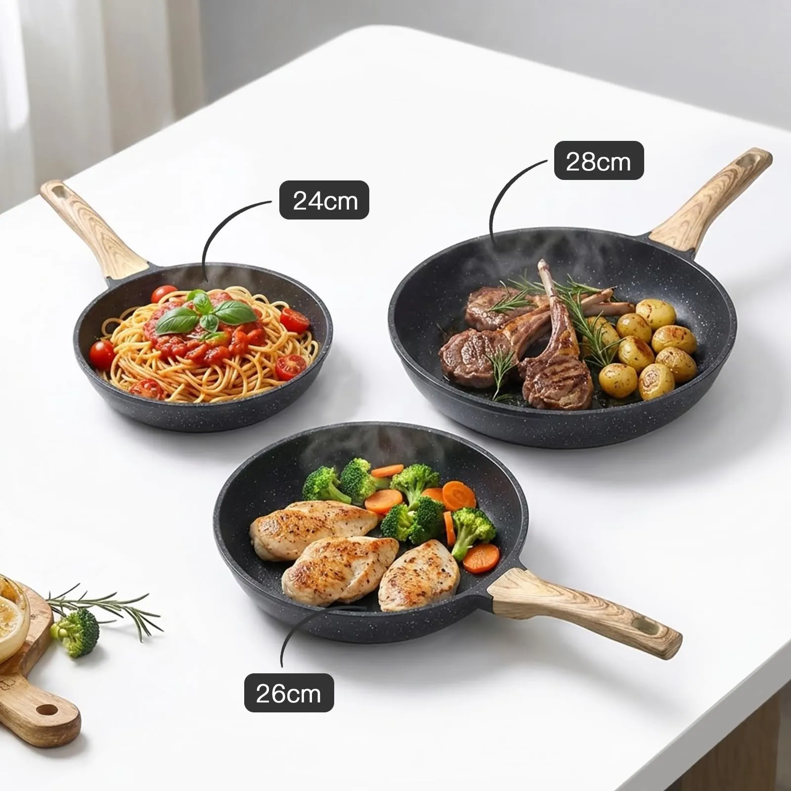 GiPP Padella Antiaderente per Induzione, 28 cm, Nero - immagine 3