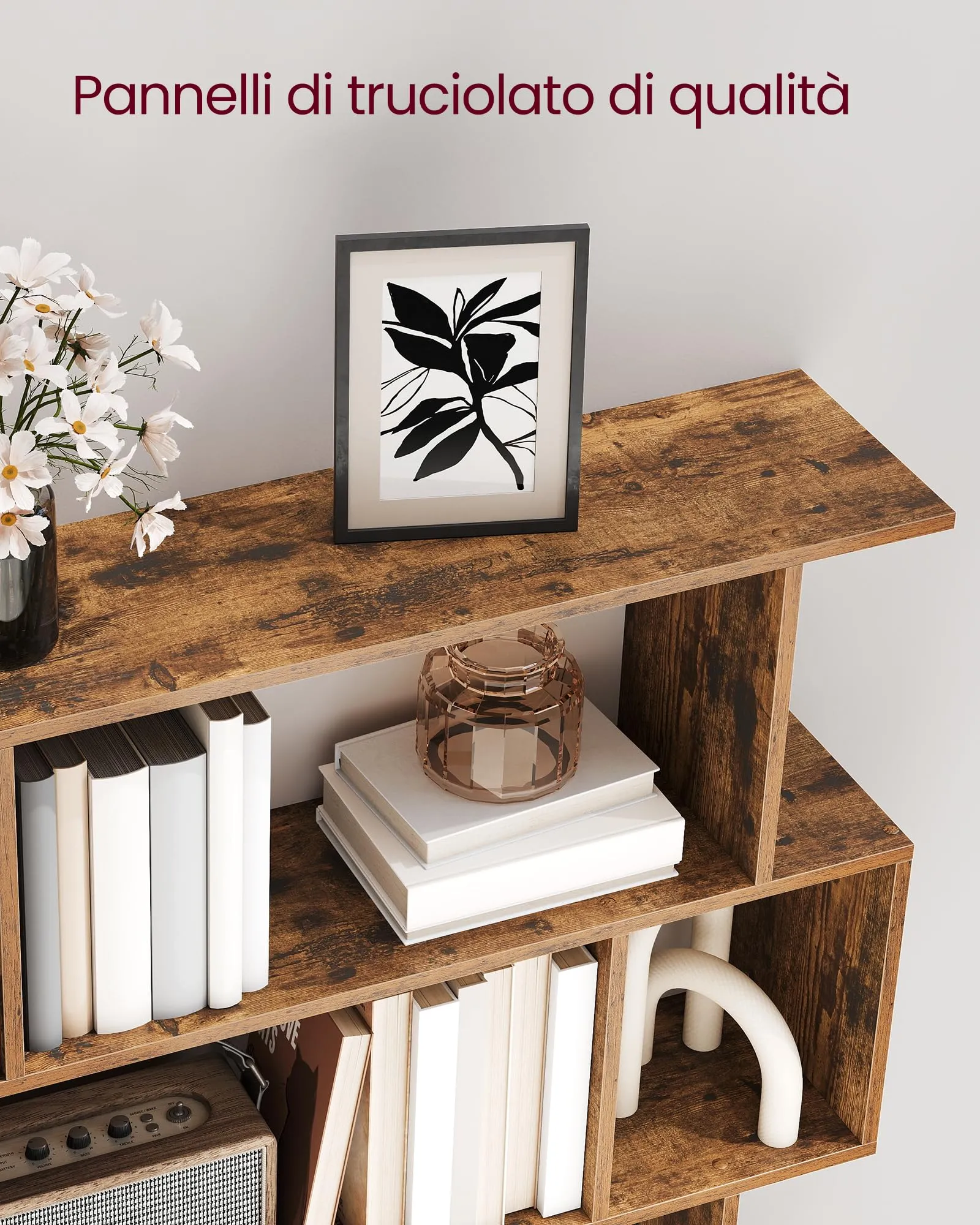 VASAGLE CUSTOS Libreria a 5 Ripiani, 24 x 90 x 159 cm, Marrone Vintage LBC416K01 - immagine 6