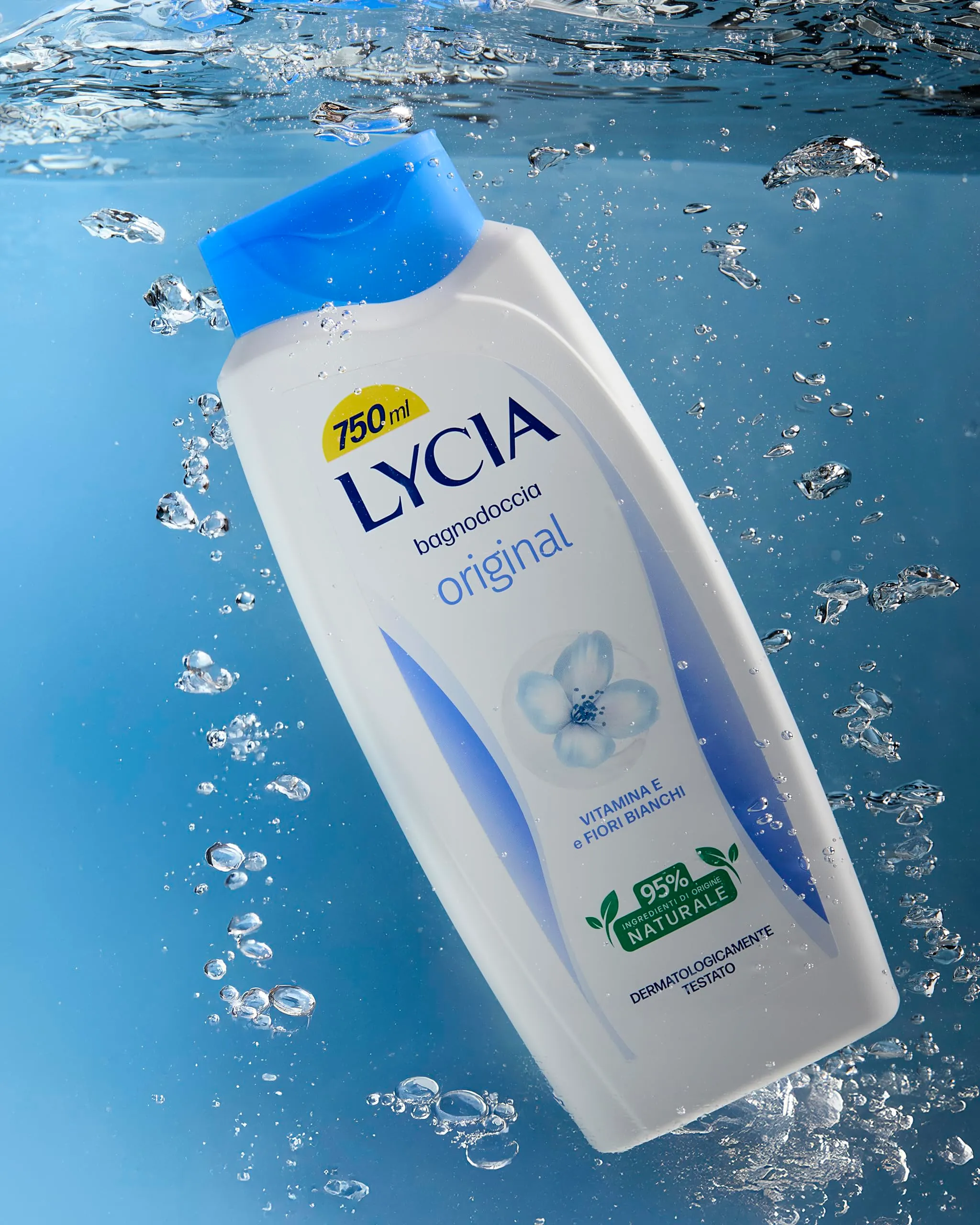 Lycia Bagnoschiuma Original con Vitamina E e Fiori Bianchi, 750 ml - immagine 2