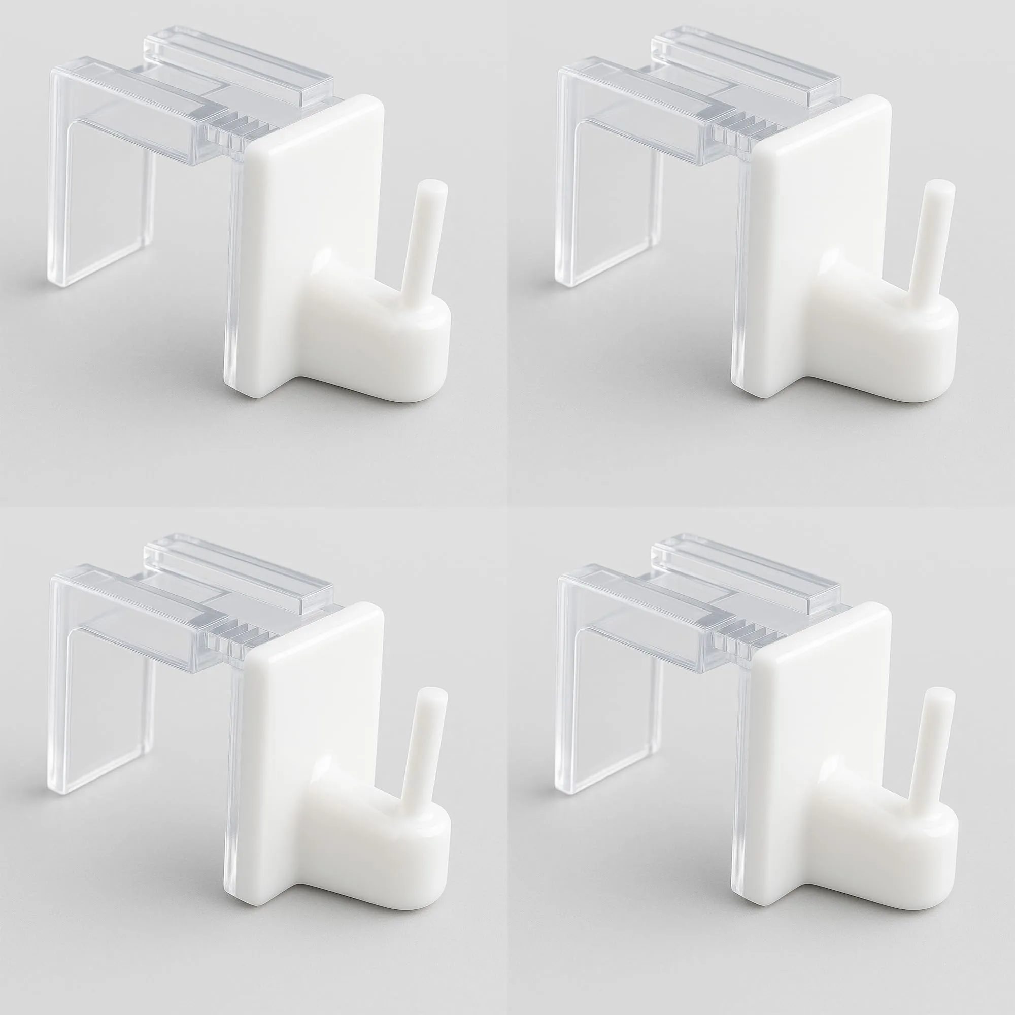 Byour3 Supporti per Tende Senza Forare, Gancetti Trasparenti Regolabili per Bastoni a Pressione (Bianco, da 15 a 26mm), Set 4 pz - immagine 1