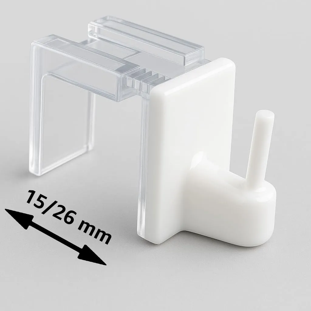Byour3 Supporti per Tende Senza Forare, Gancetti Trasparenti Regolabili per Bastoni a Pressione (Bianco, da 15 a 26mm), Set 4 pz - immagine 4