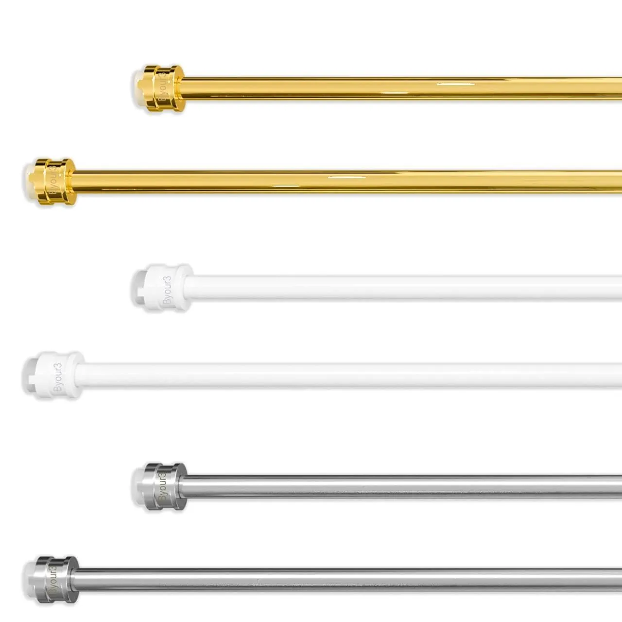 Byour3 Supporti per Tende Senza Forare, Gancetti Trasparenti Regolabili per Bastoni a Pressione (Bianco, da 15 a 26mm), Set 4 pz - immagine 6
