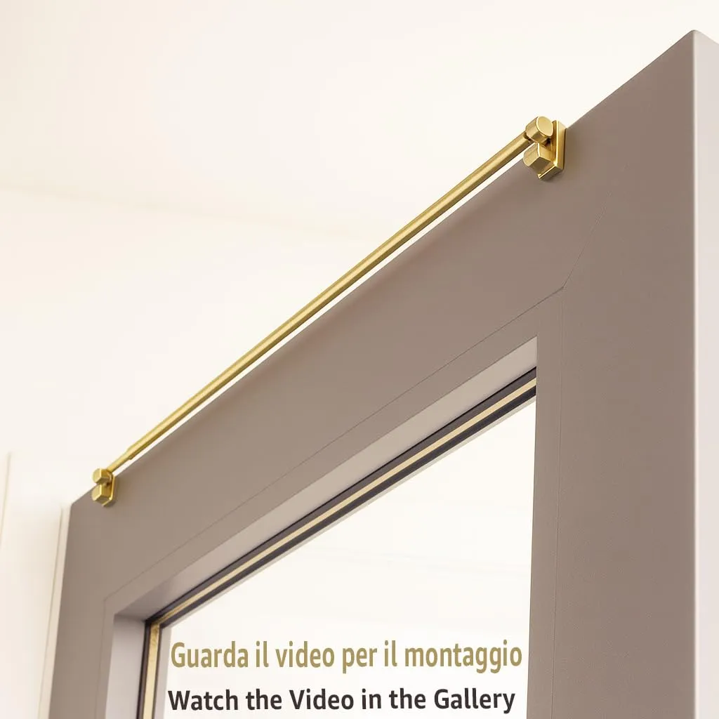 Byour3 Supporti per Tende Senza Forare, Gancetti Trasparenti Regolabili per Bastoni a Pressione 15-26mm, Oro Lucido, Set 4 pz - immagine 2