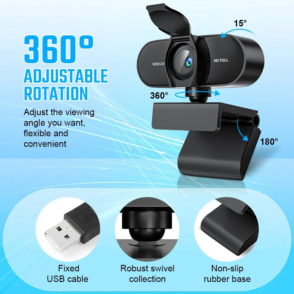 OFFCUP 1080P Webcam per PC con Microfono e Cancellazione del Rumore - immagine 3