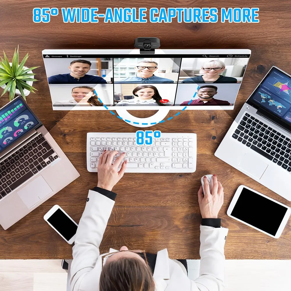 OFFCUP 1080P Webcam per PC con Microfono e Cancellazione del Rumore - immagine 5