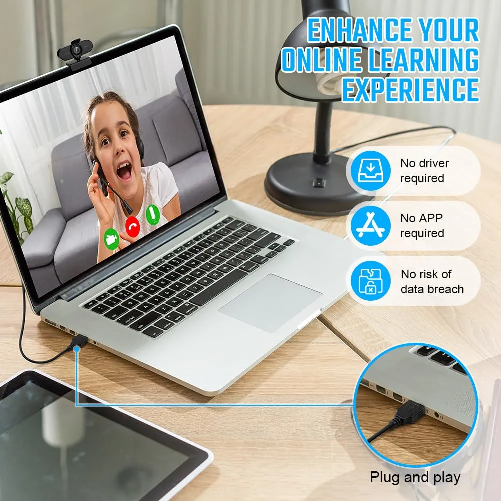 OFFCUP 1080P Webcam per PC con Microfono e Cancellazione del Rumore - immagine 6