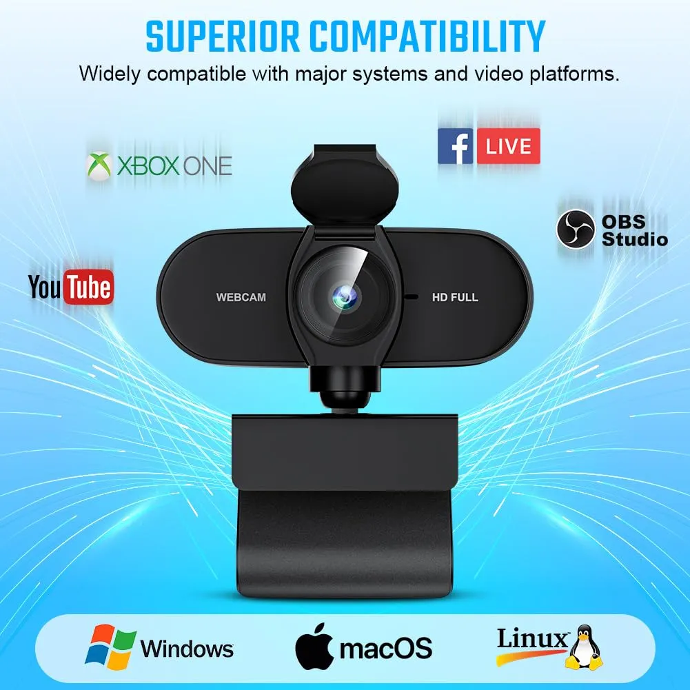 OFFCUP 1080P Webcam per PC con Microfono e Cancellazione del Rumore - immagine 8